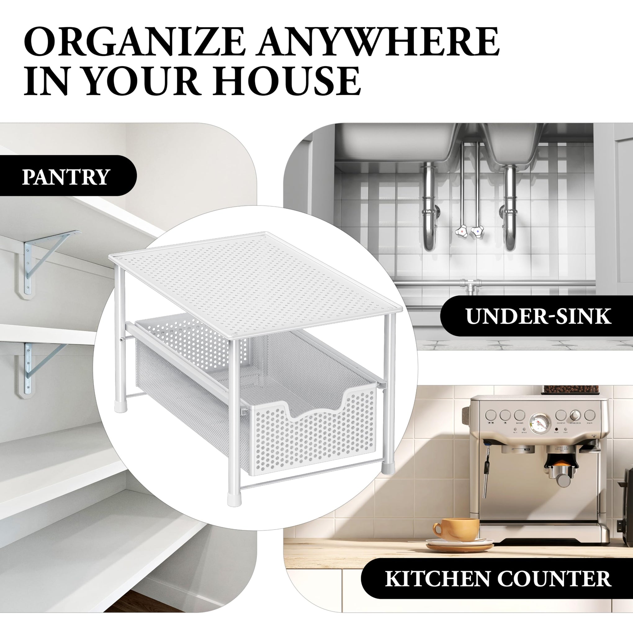 Stackable Under Sink Sliding Basket Drawer