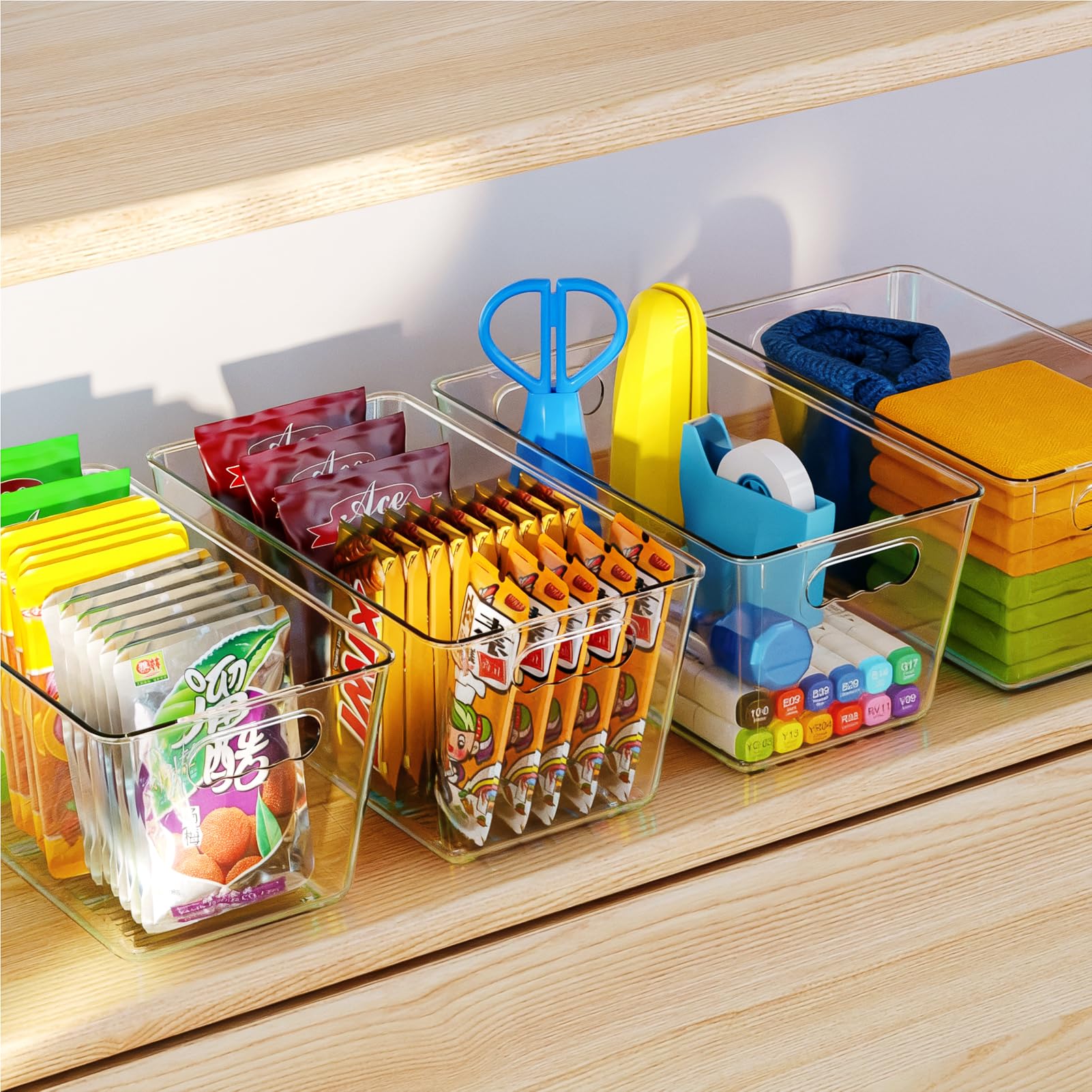 Clear Fridge Organizer Bins with Handles