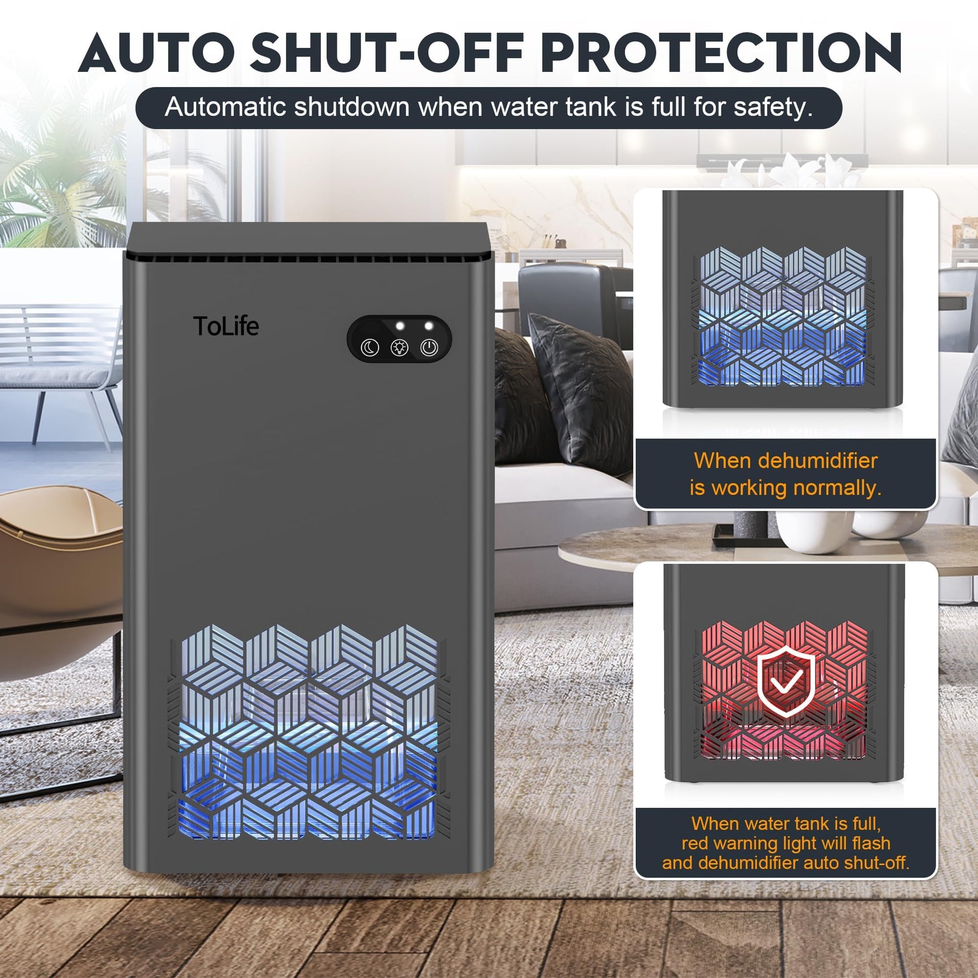Dehumidifier 1000 Sq Ft 95 oz Tank with Sleep Mode