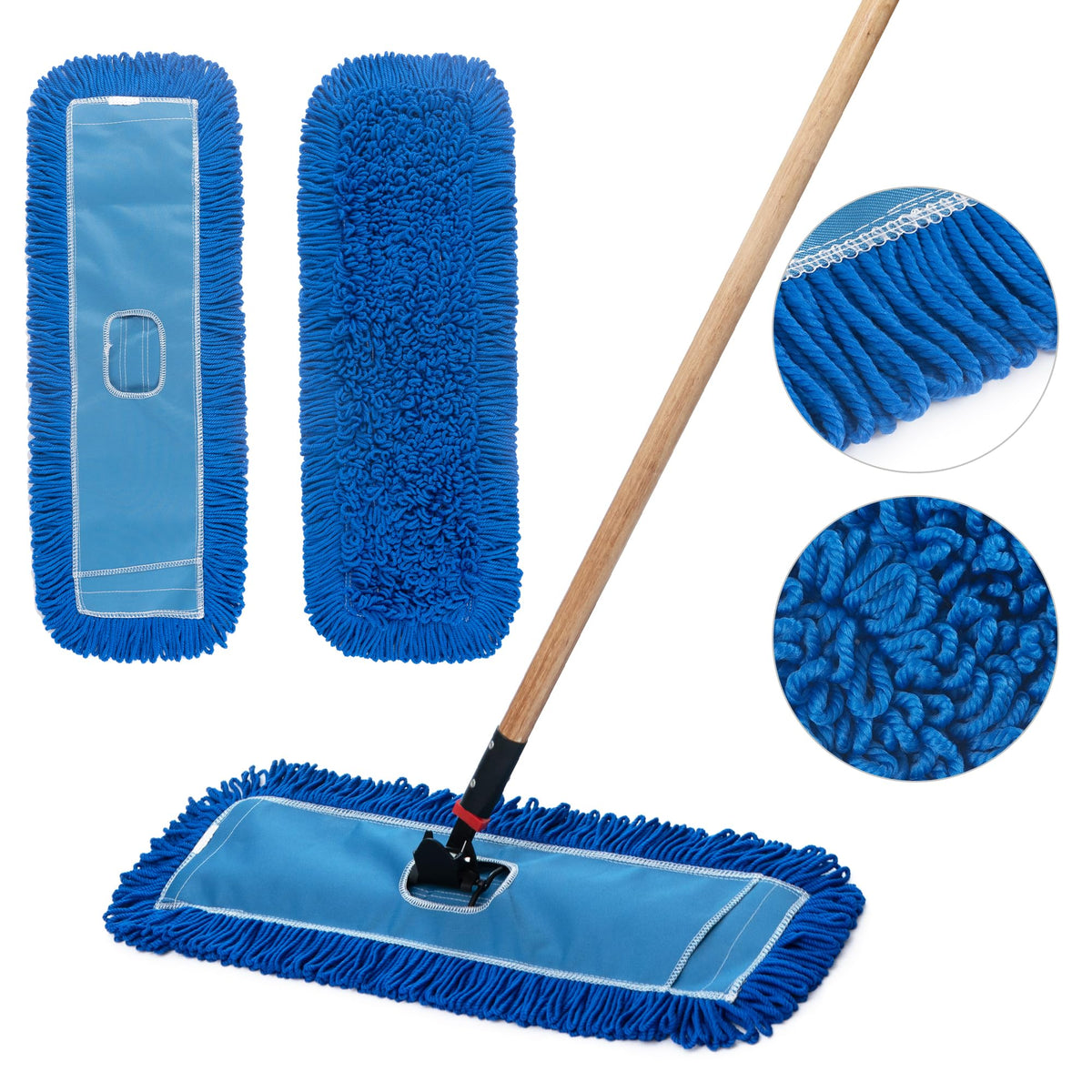 Matthew 36'' Microfiber Loop Dust Mop Washable Commercial&Residential Heavy Duty Mop Head Replacement Premium Absorbent Industrial Dust Mop Refill Pads for Hardwood (3 Count) - ModHome Supplies