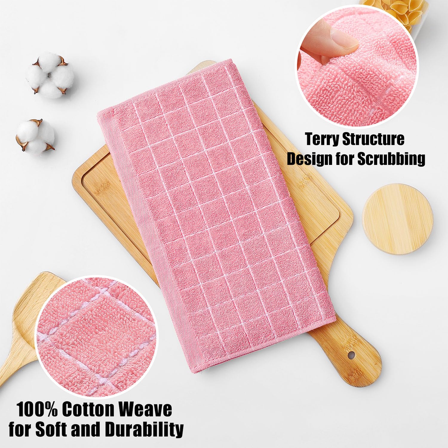 100% Cotton Terry Kitchen Dish Cloths (8 Count)