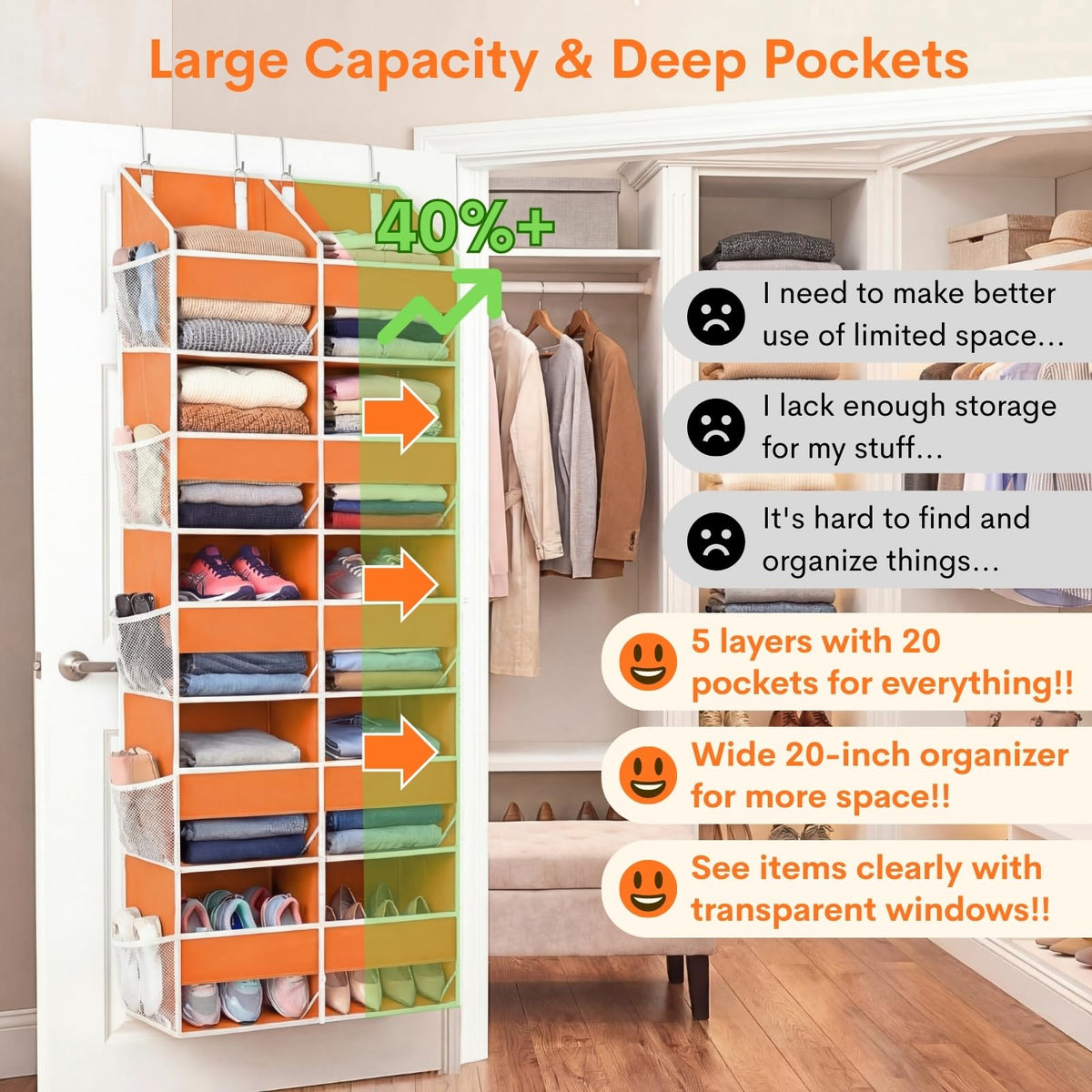 Over The Door Organizer 5 Tiers