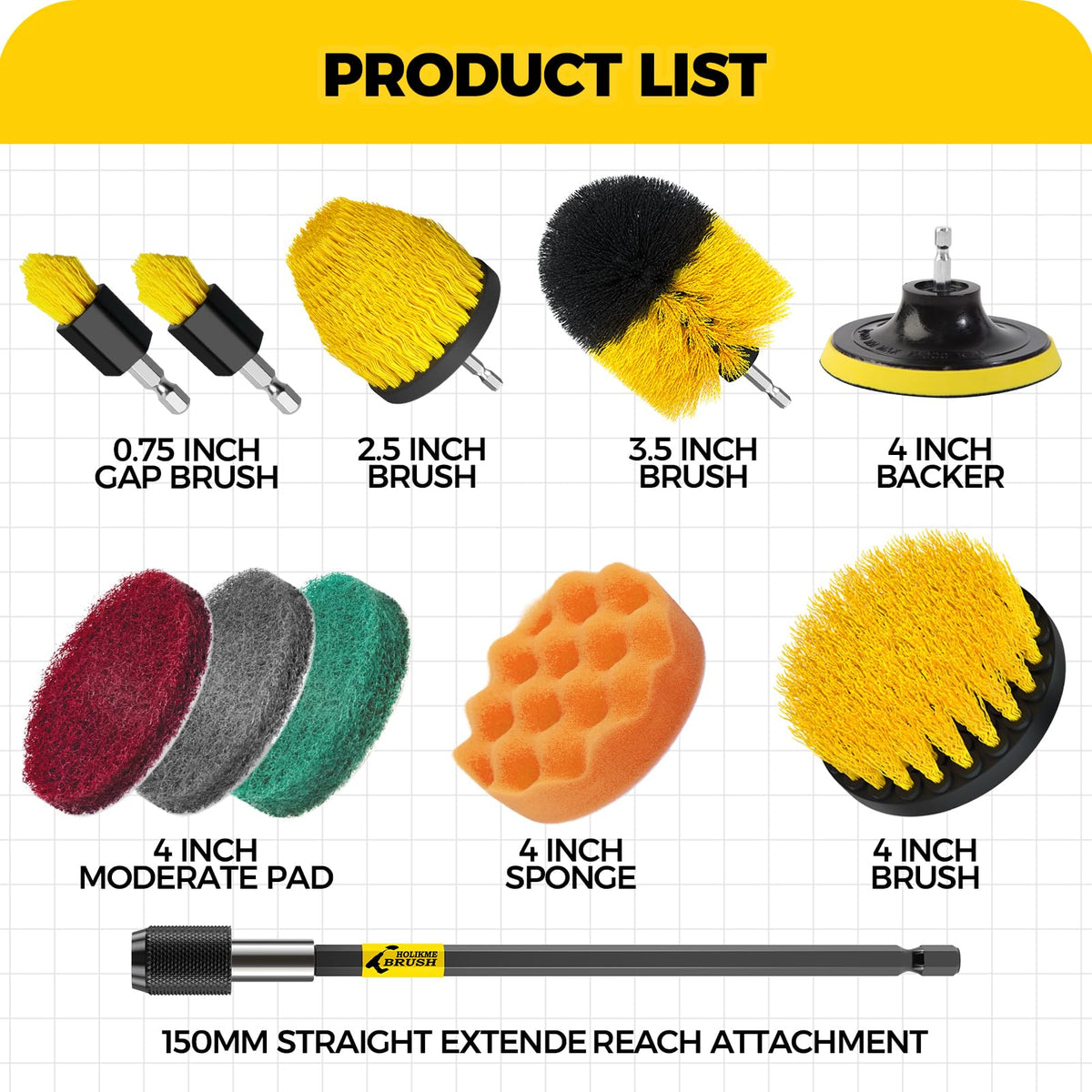 11 Piece Drill Brush Attachment Set Scouring Pads Power Scrubber Brush Scrub Pads for Bathroom Surfaces