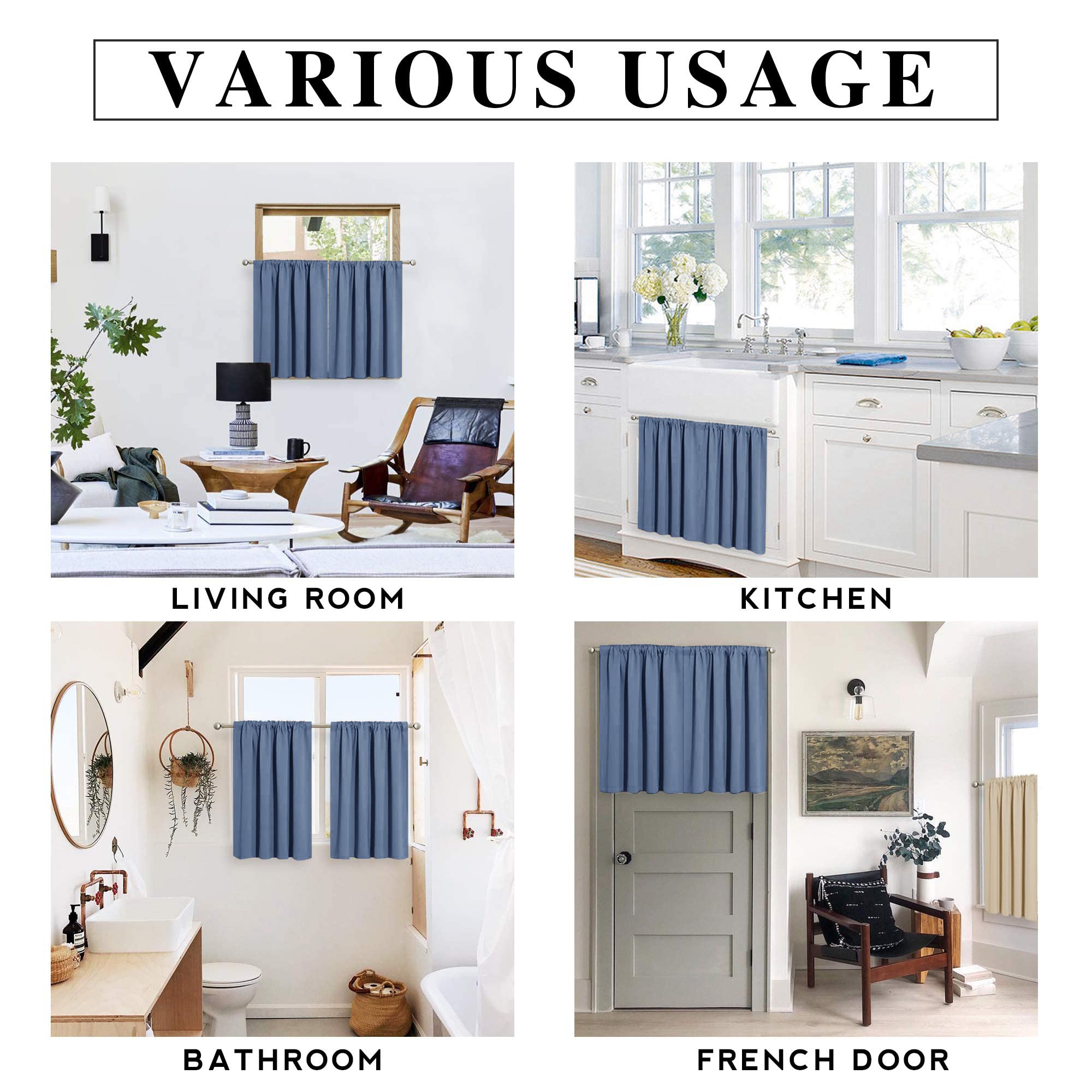 Cafe Blackout Curtains 24 inch Length (2 Count)