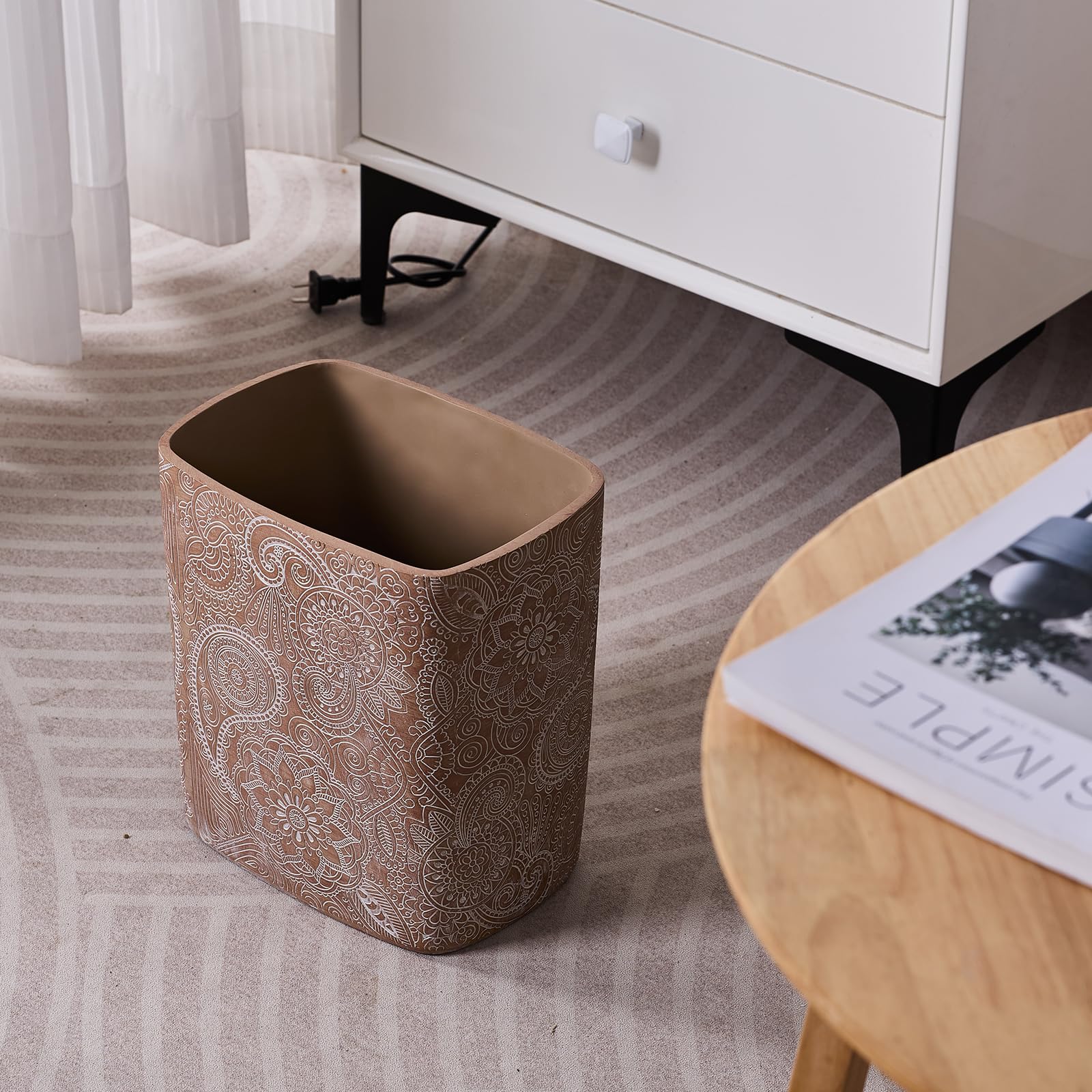 Boho Flowers Bathroom Trash Can 1.8 Gallon