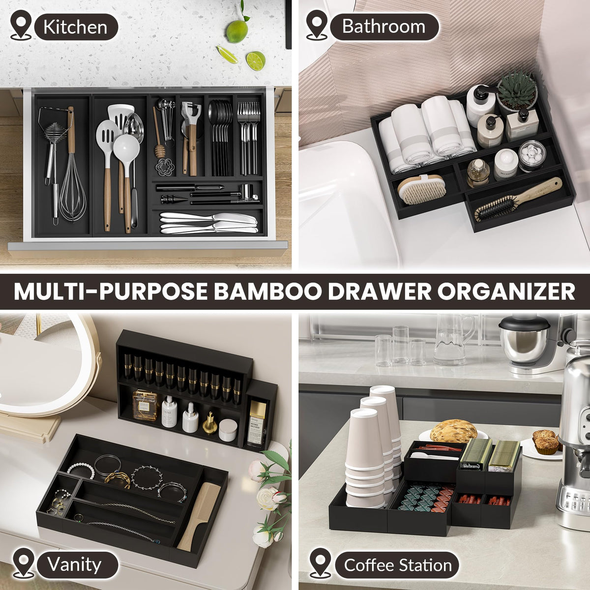 Kitchen Drawer Organizer Bins (2 Count)