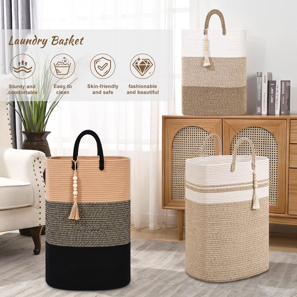 Woven Laundry Basket for Clothes (16 Ounce)