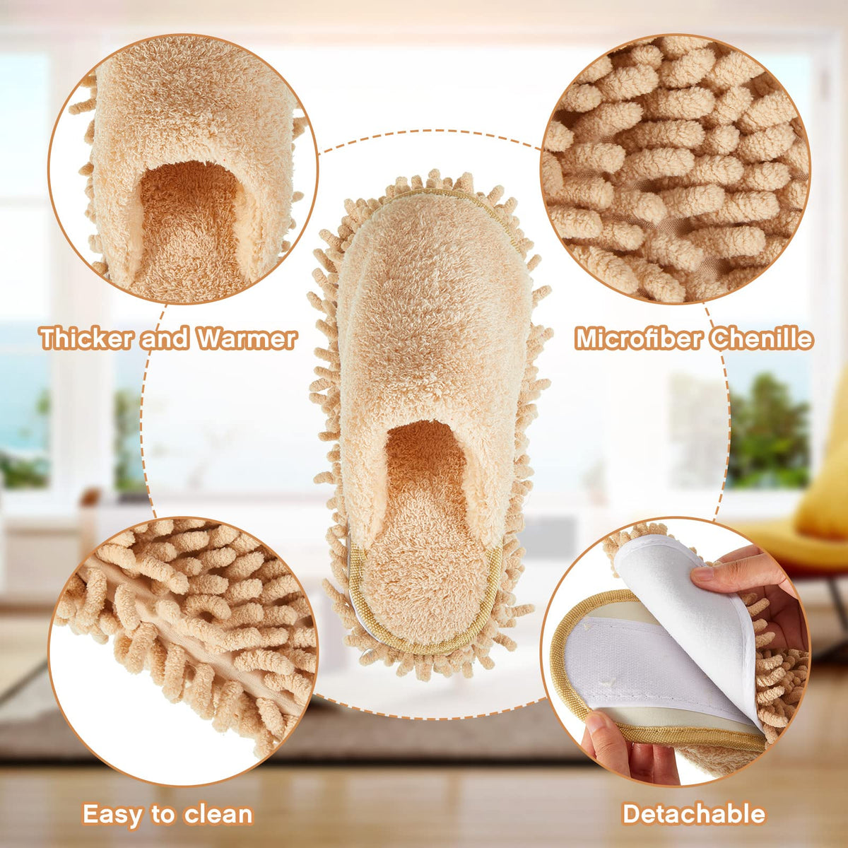 2 Pair Microfiber Slippers Floor Cleaning Mop