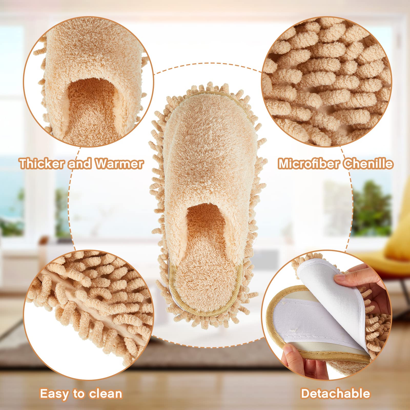 2 Pair Microfiber Slippers Floor Cleaning Mop