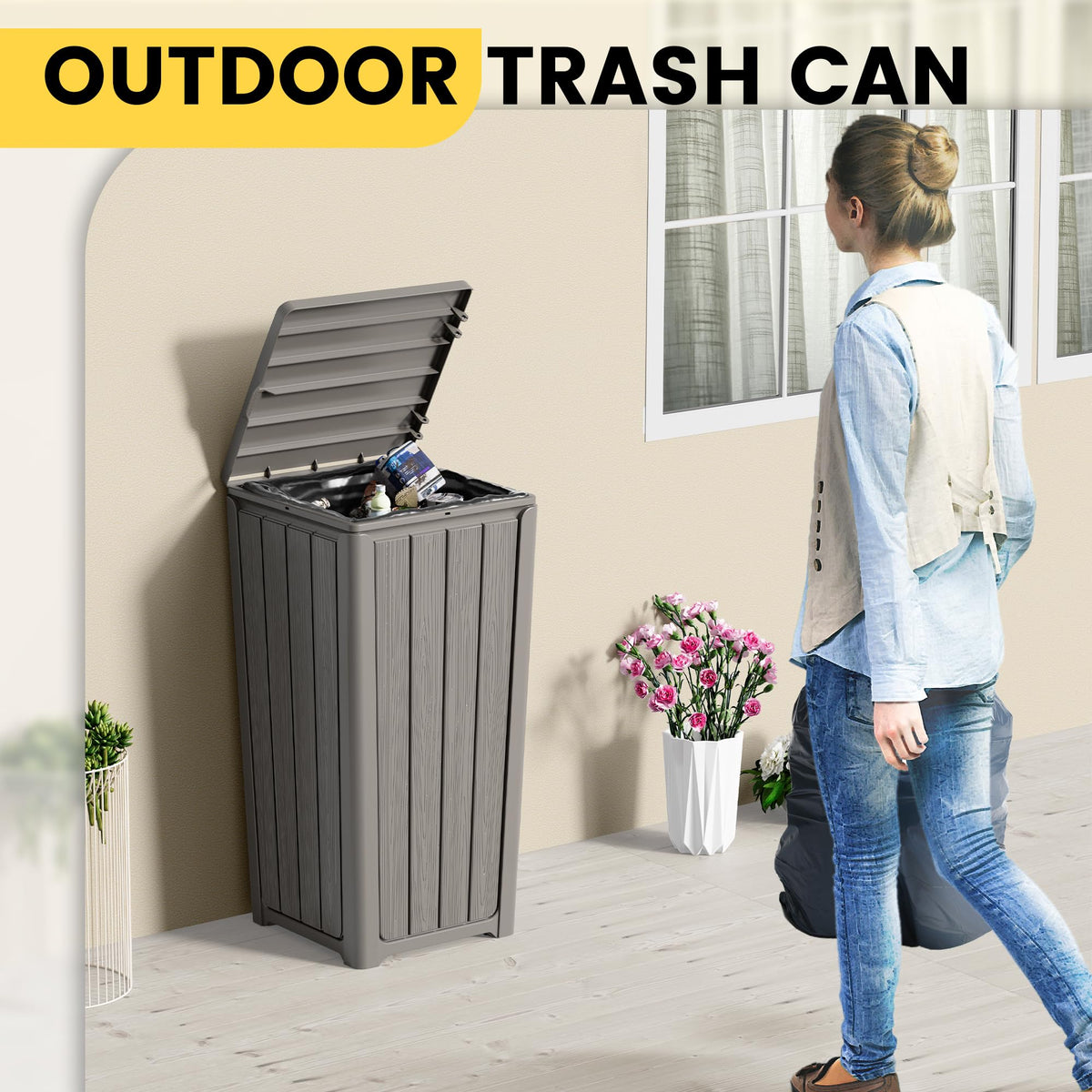 Outdoor Trash Can with Lid