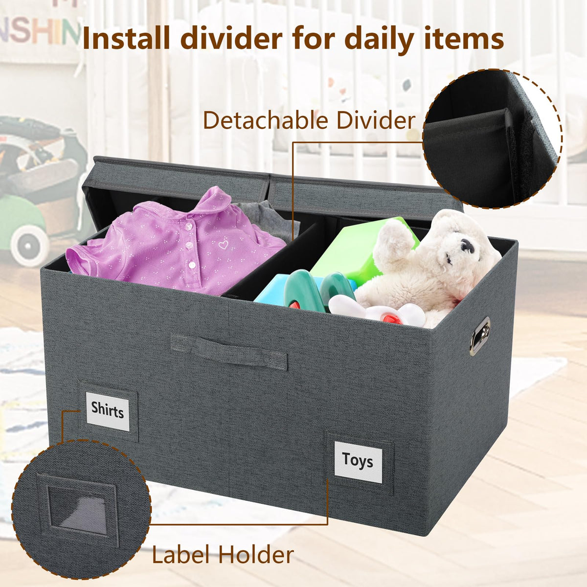 75 Quarts Extra Large Decorative Storage Bins with Lids (3 Count)
