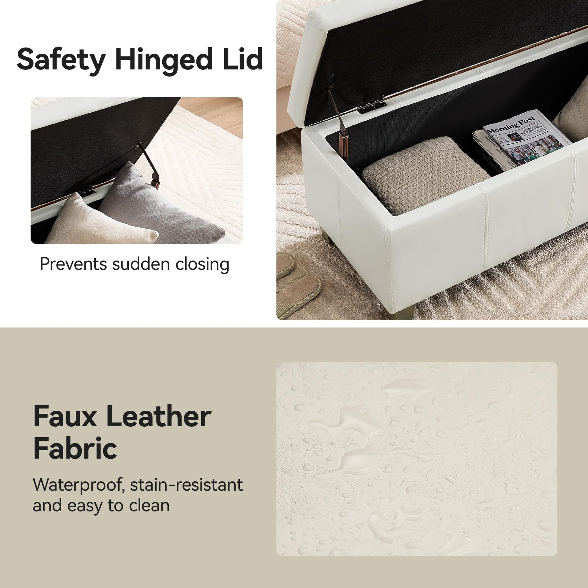 51" Faux Leather Storage Ottoman