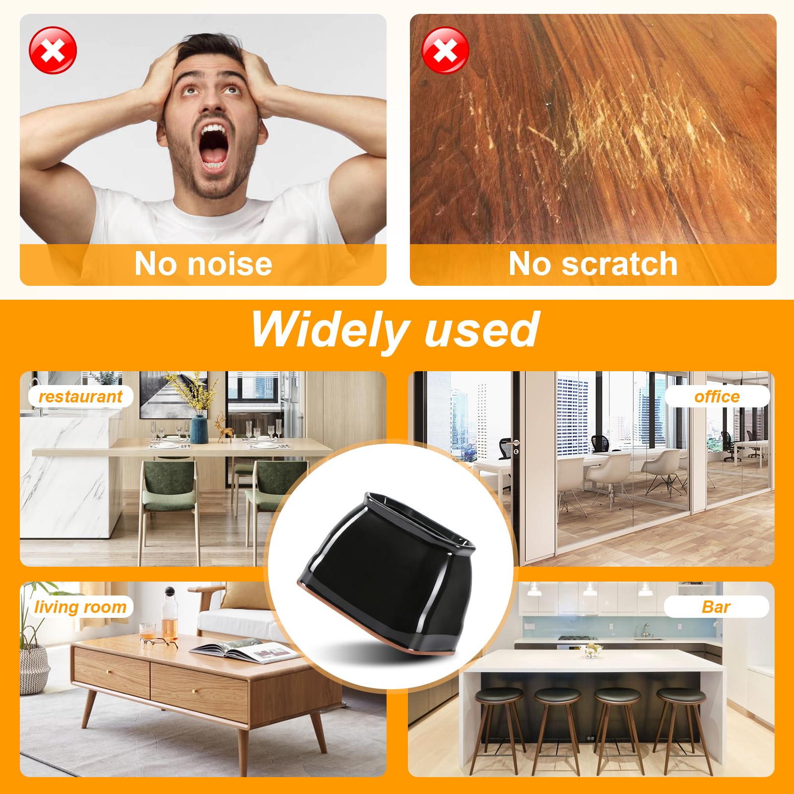 24 Pack Rectangle Chair Leg Floor Protectors for Hardwood Floors (24 Count)