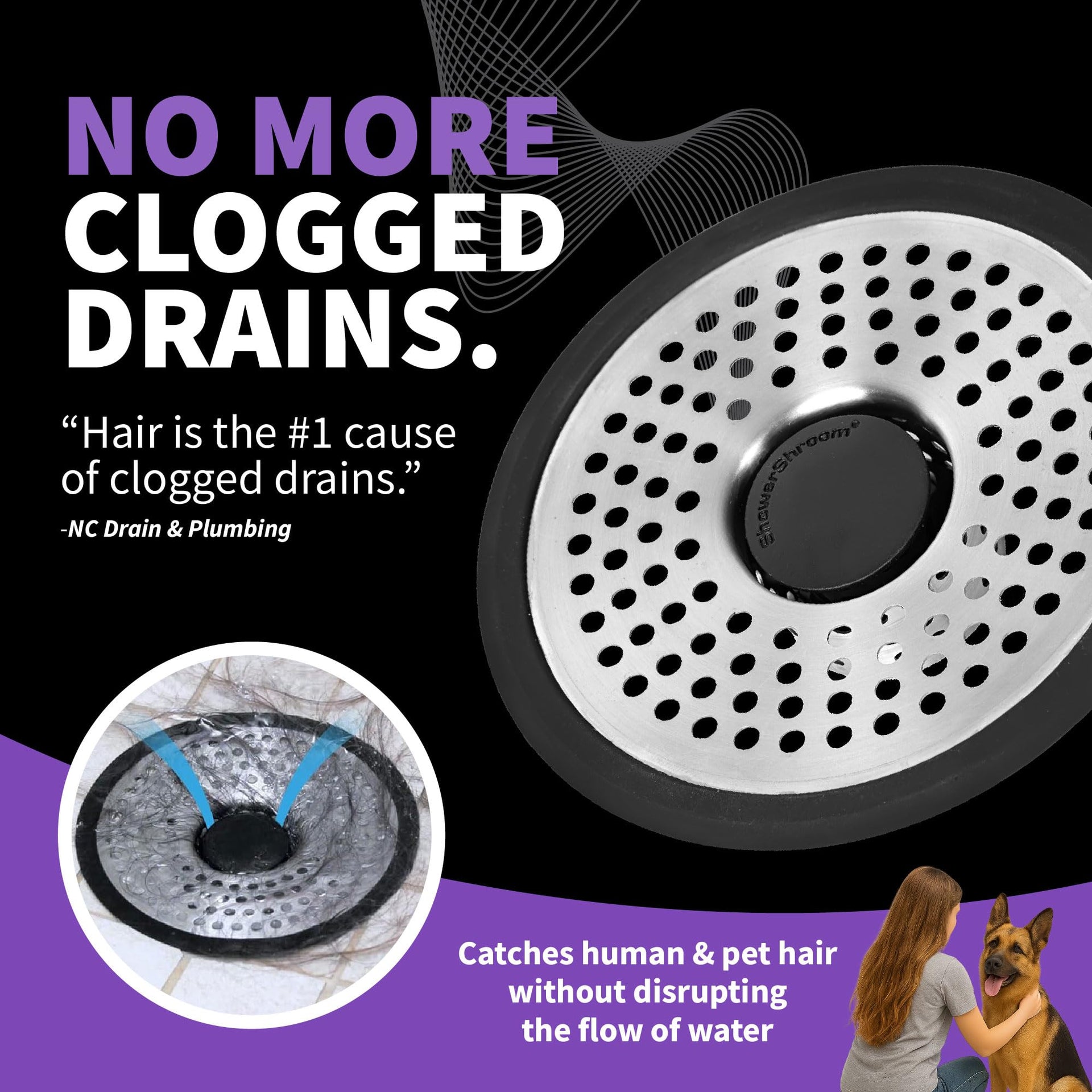 SHSULT755 Ultra Revolutionary Shower Hair Catcher Drain Protector
