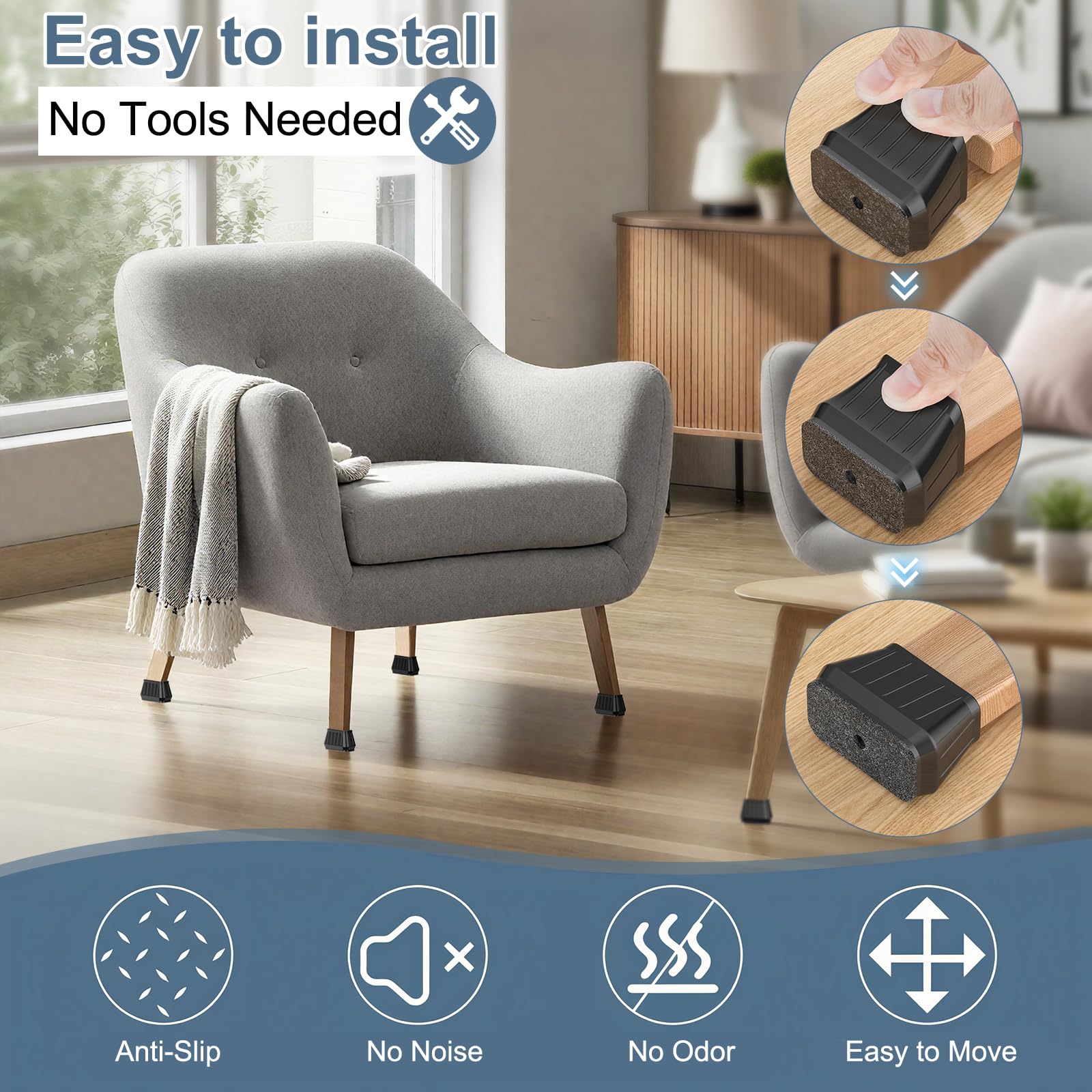 24PCS Rectangular Chair Leg Floor Protectors for Hardwood Floors (24 count count)