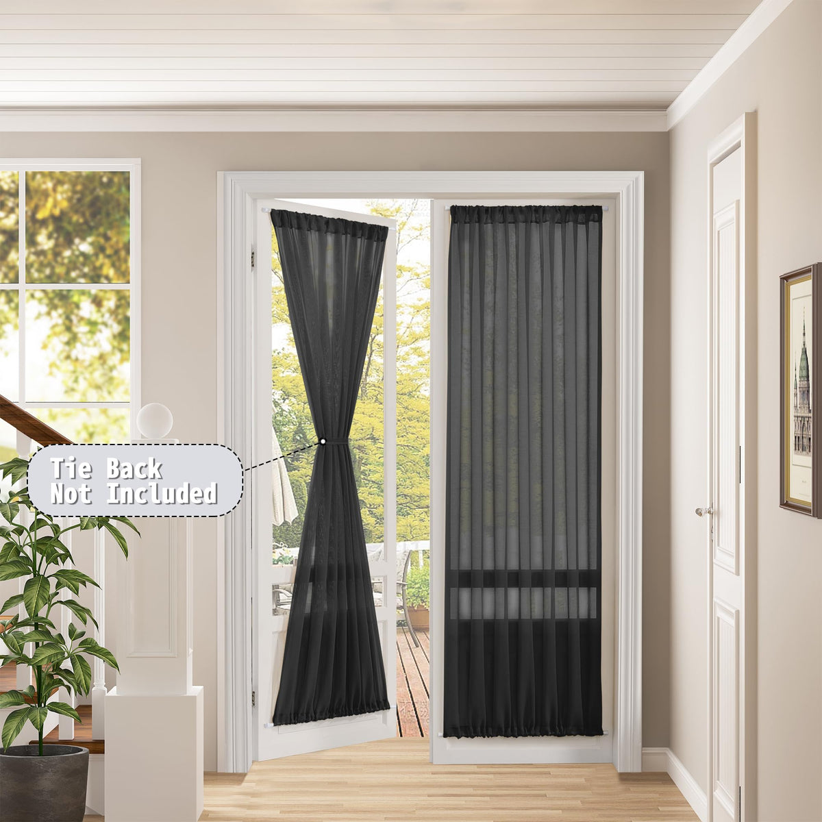 Sheer Door Curtain Closet Linen Textured Curtains Sheer Doorway Light Filtering Voile Patio Glass Doors Rod Pocket Curtain French Door