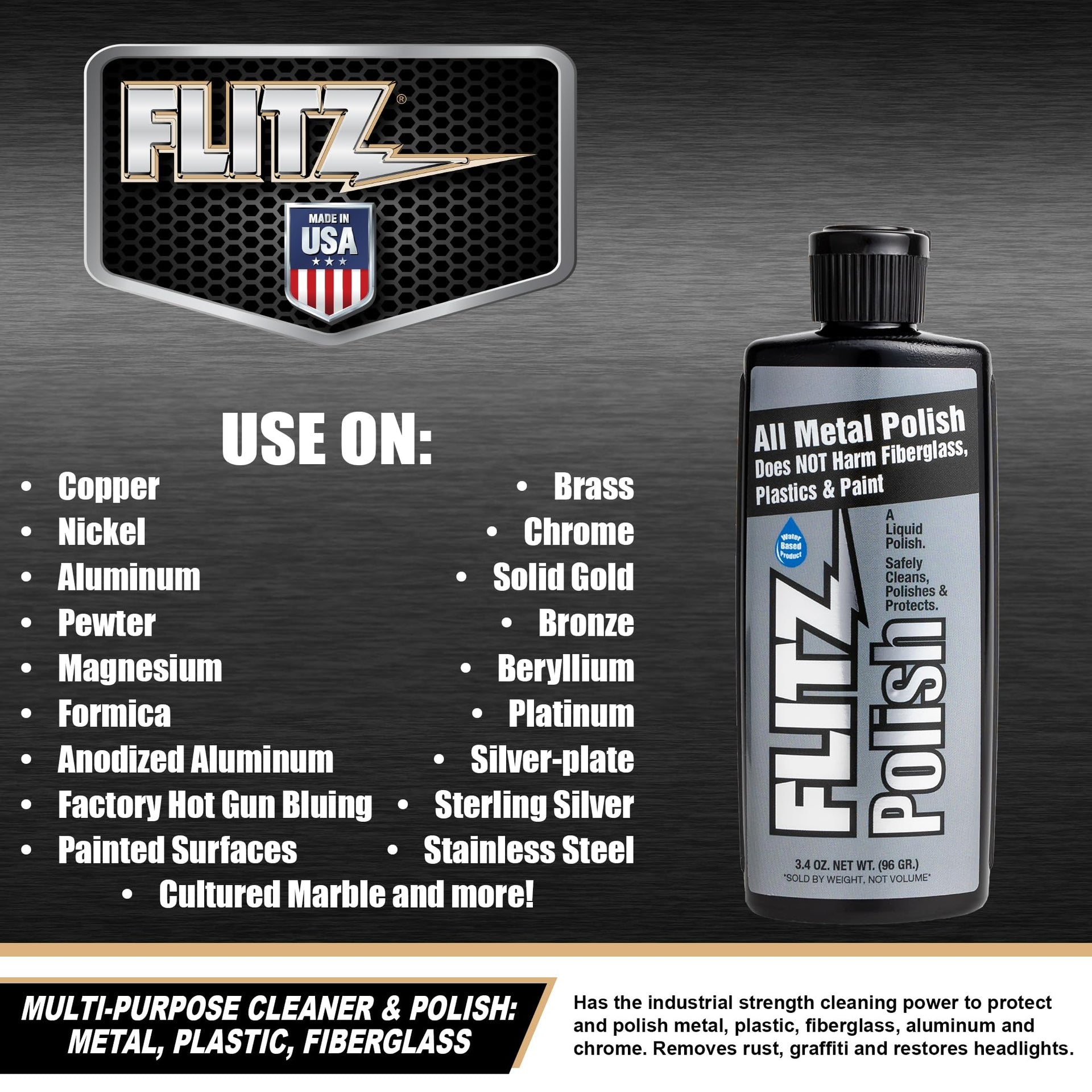 Multi Purpose Metal Polish Liquid (3.4 Fl Oz)