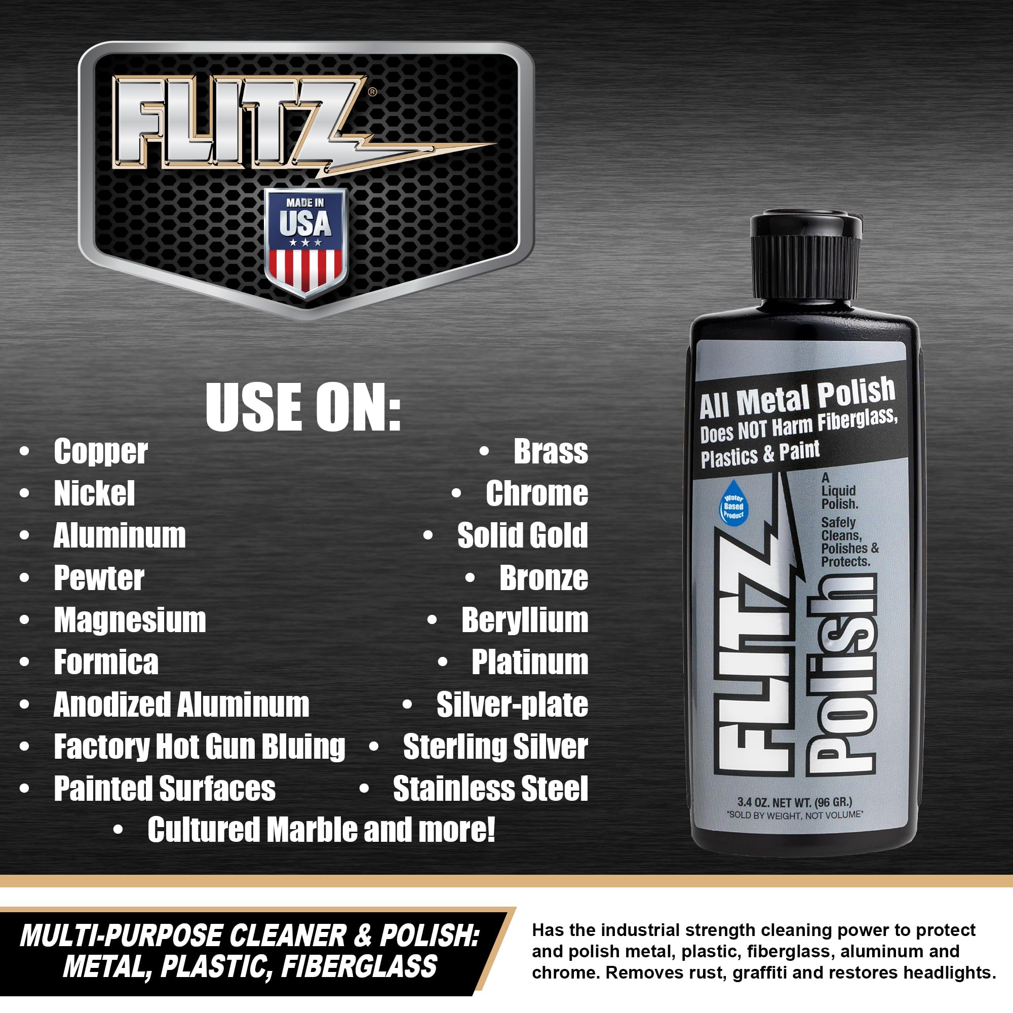 Multi Purpose Metal Polish Liquid (3.4 Fl Oz)