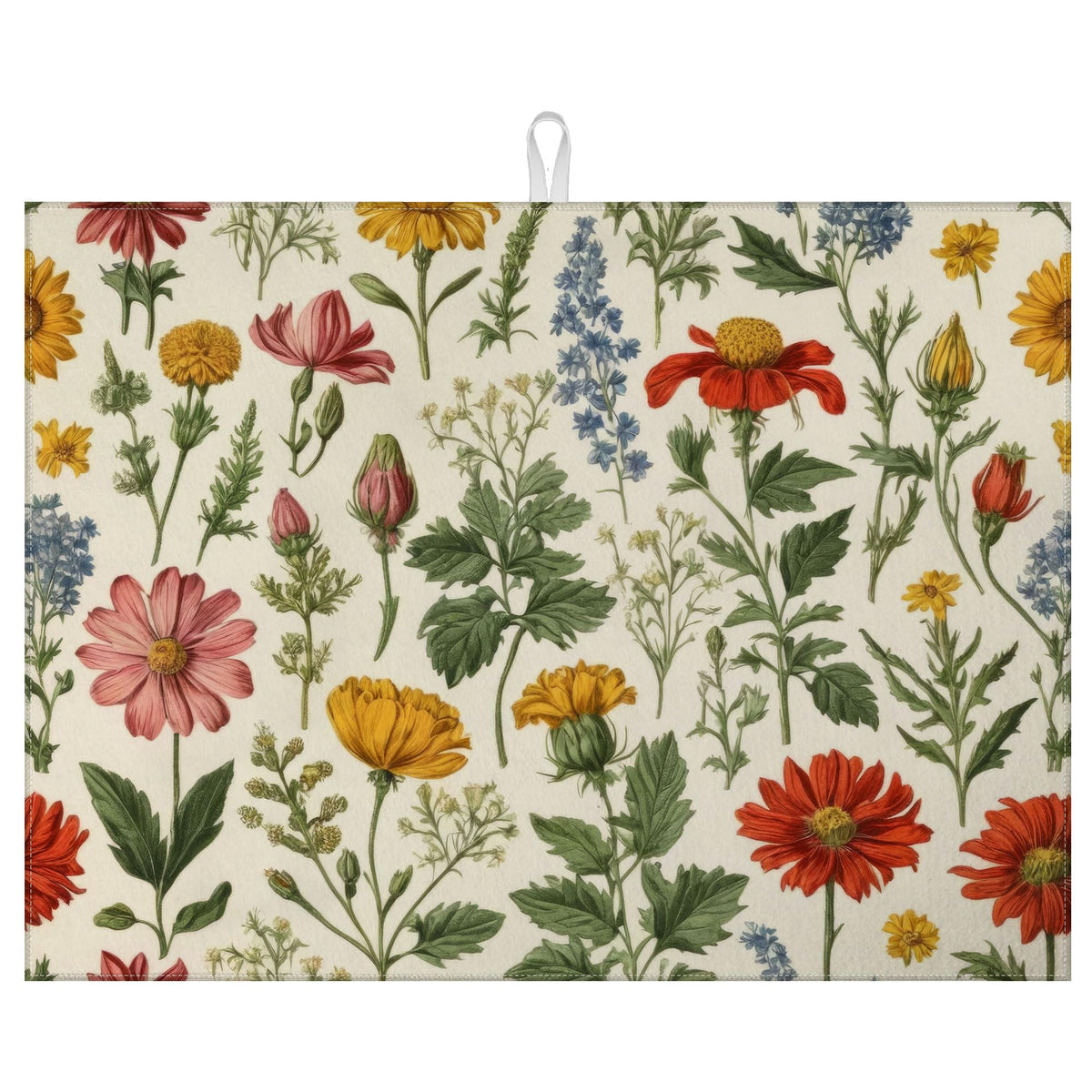 Spring Wild Flower Dish Drying Mat for Kitchen Counter Microfiber Absorbent Dish Kitchen Drying Mat Draining Reusable Washable for Dishes