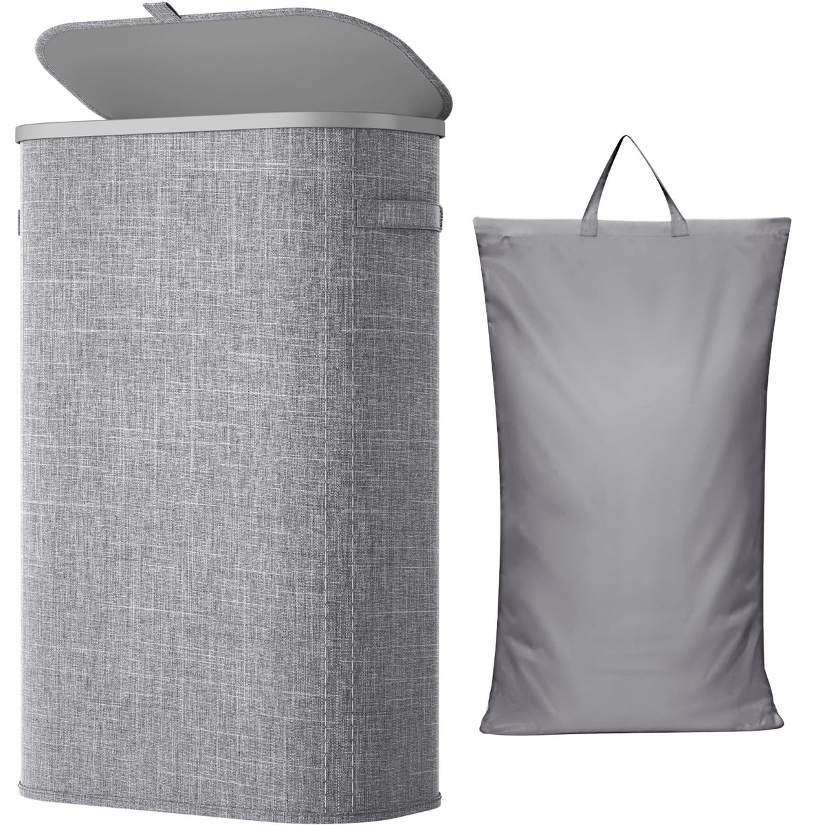 Slim Laundry Basket with Lid and Removable Bag