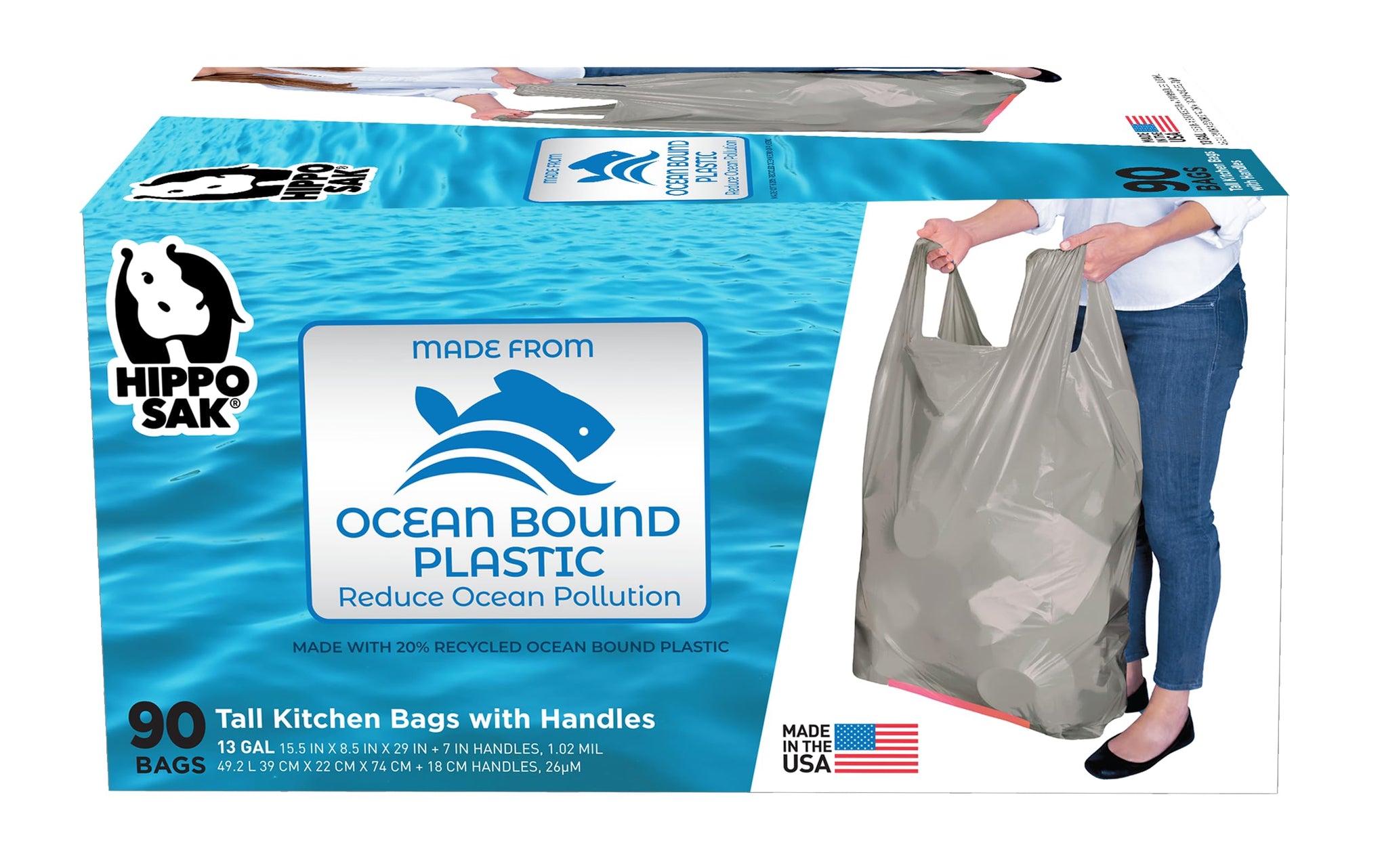 Tall Kitchen Garbage Bags with Ergonomic Handles (90 Count)