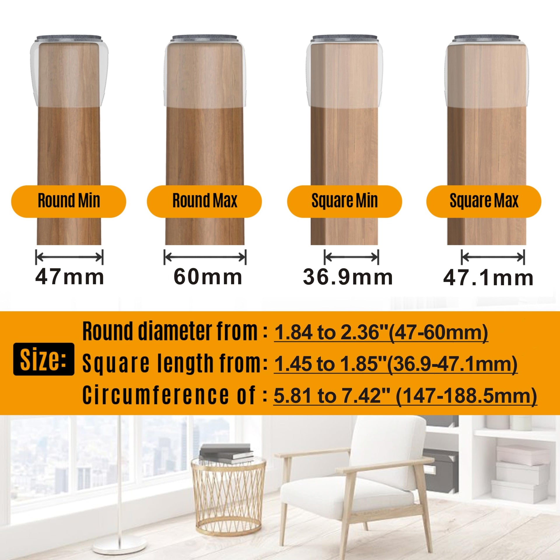 Extra Large Chair Leg Floor Protectors (16 Count)