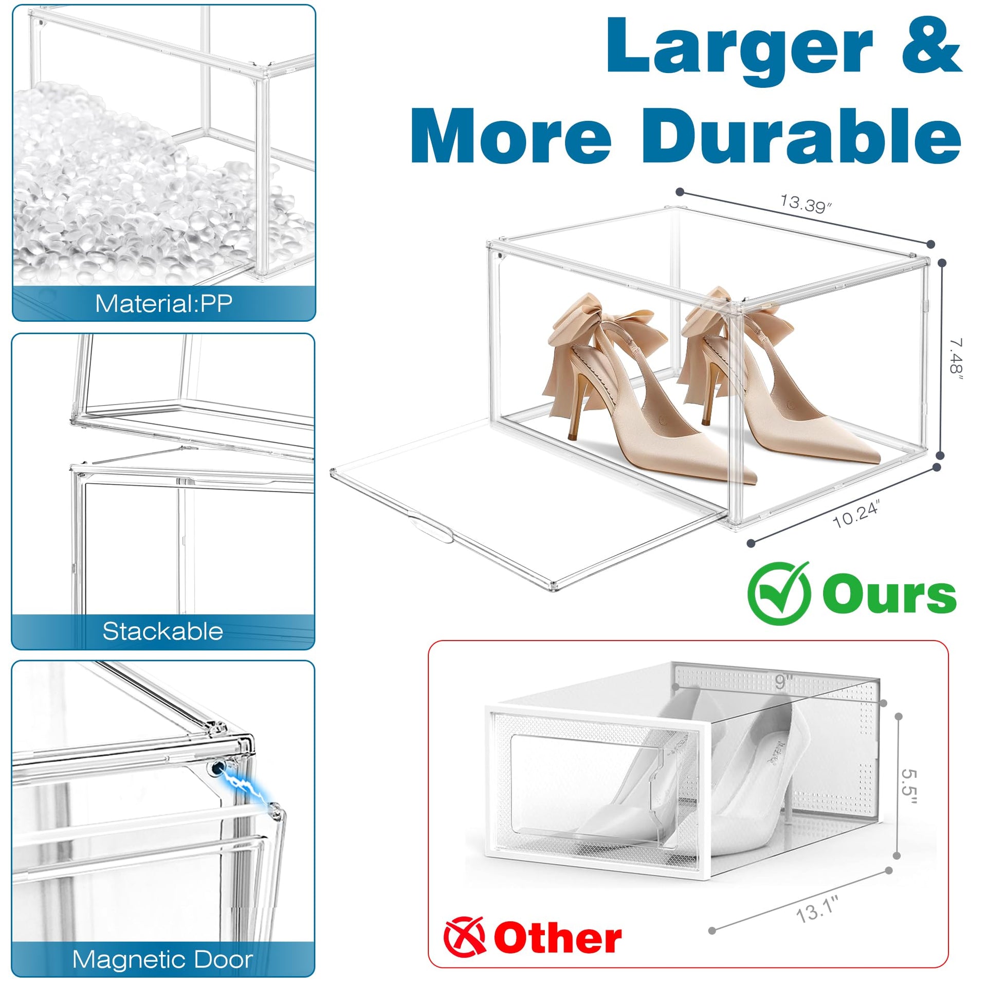 12 Pack Clear Acrylic Shoe Boxes (12 Count)