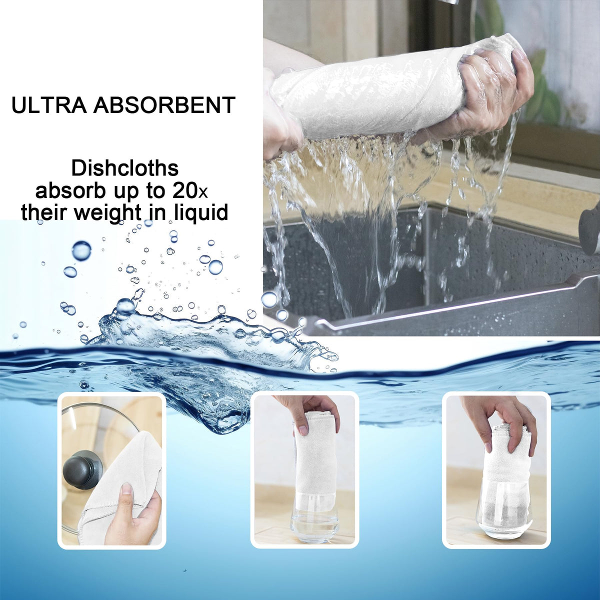 Microfiber Kitchen Dish Towels for Washing Dishes 8 Pack