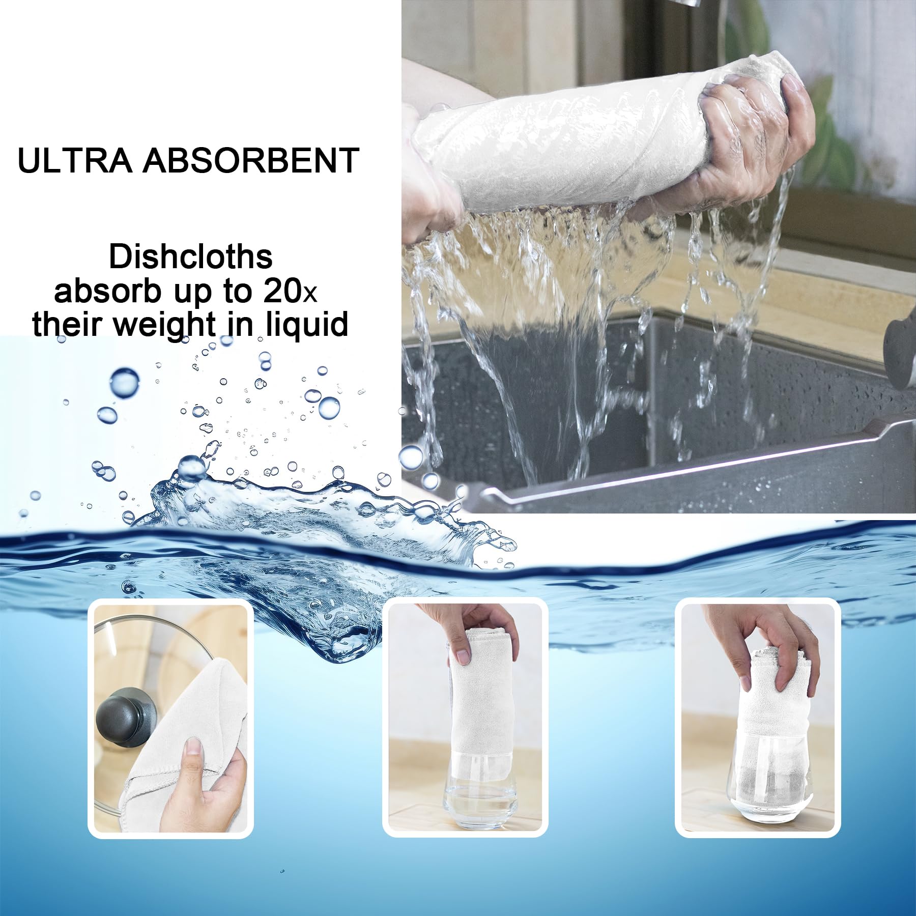 Microfiber Kitchen Dish Towels for Washing Dishes 8 Pack