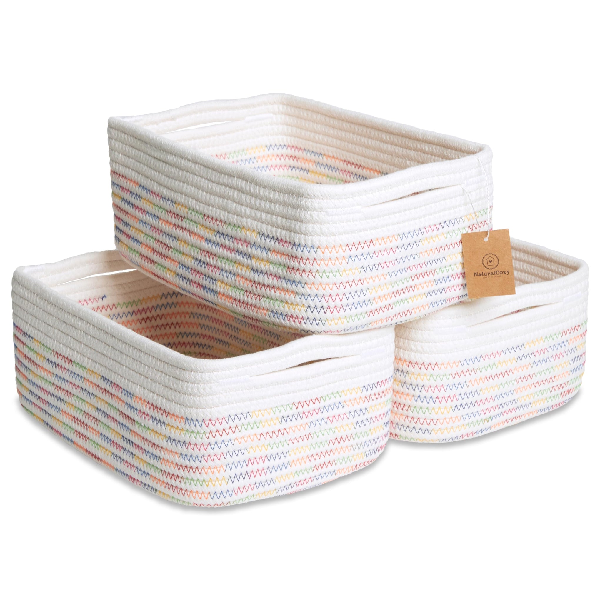 11.8"x8"x4.5” Rectangle Storage Baskets for Shelves 3 Pack (3 Count)