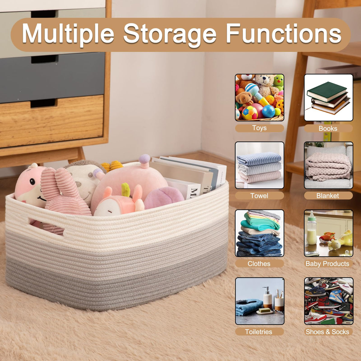 Large Storage Basket for Organizing (3 Count)