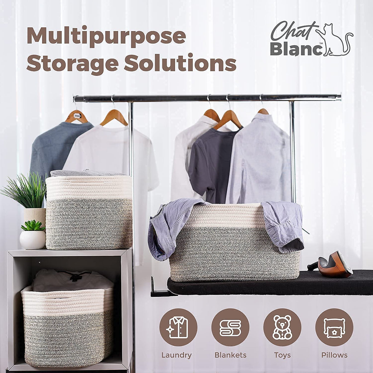 Cotton Rope Baskets for Organizing (3 Count)