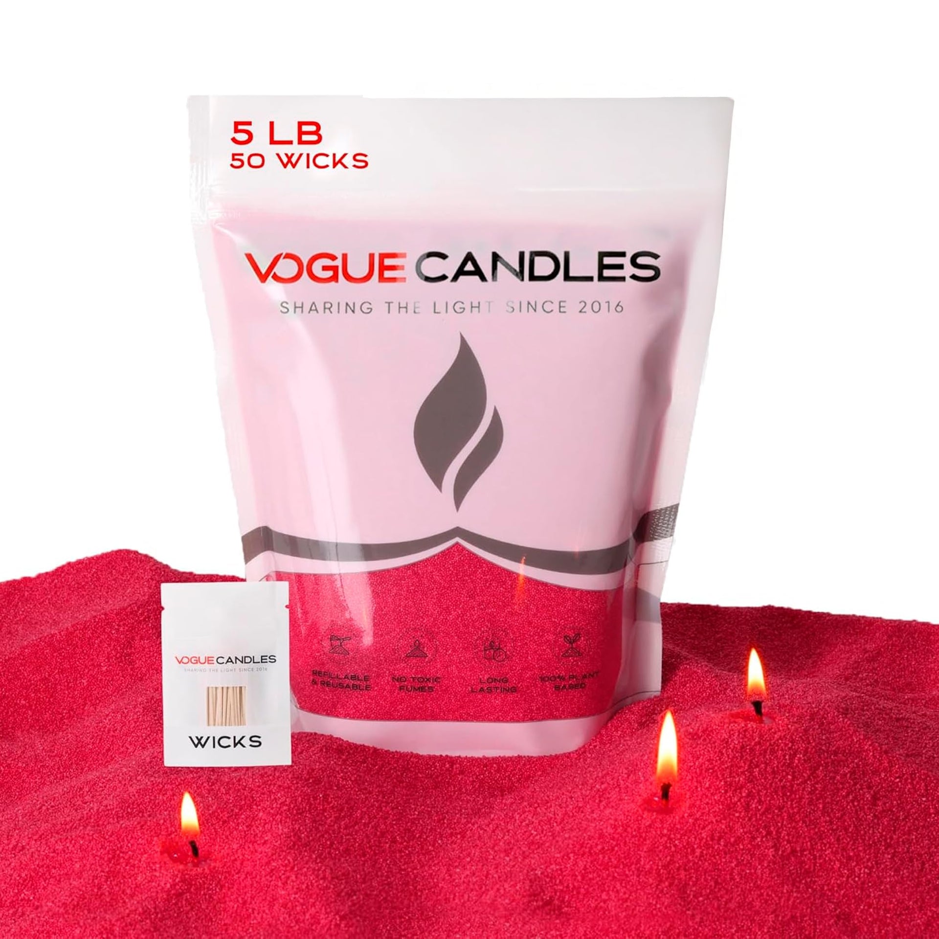 Vogue Candles Red Pearled Candle Sand Wax (80 Ounce)