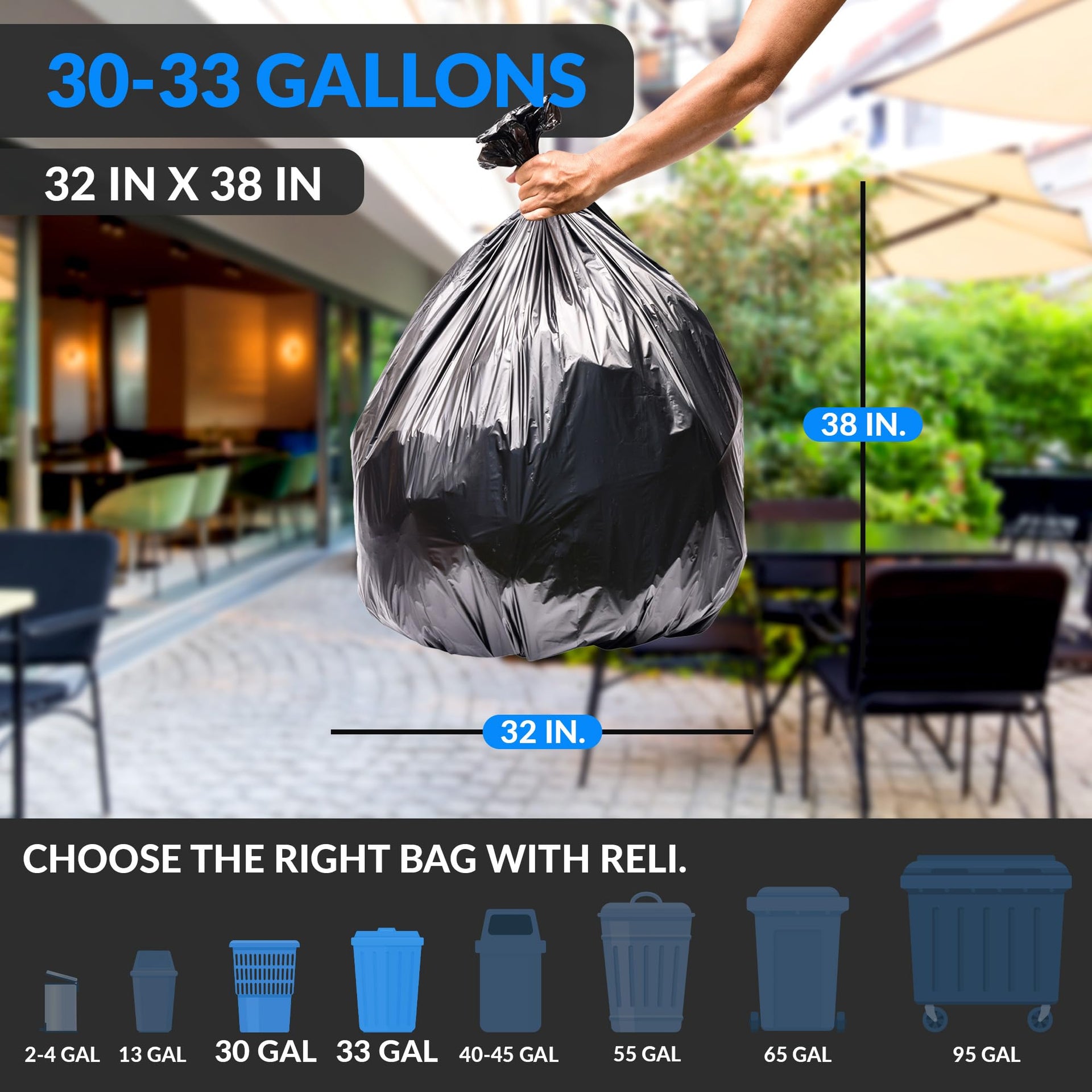 30 to 33 Gallon Trash Bags Heavy Duty (250 Count)