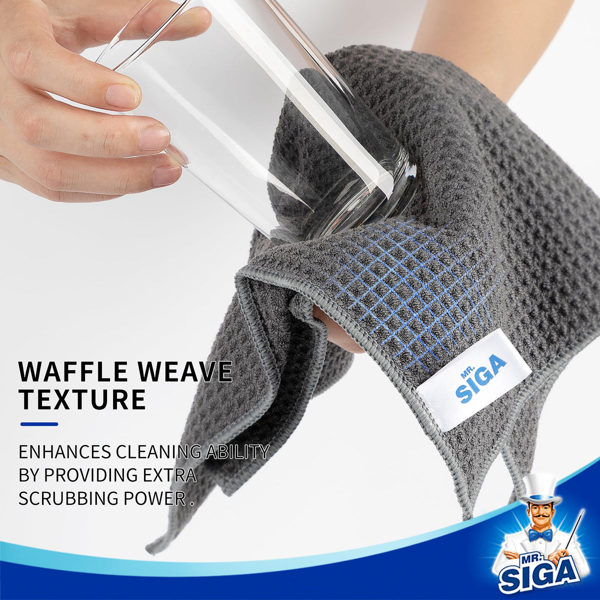 Waffle Pattern Microfiber Cleaning Cloths (6 Count)