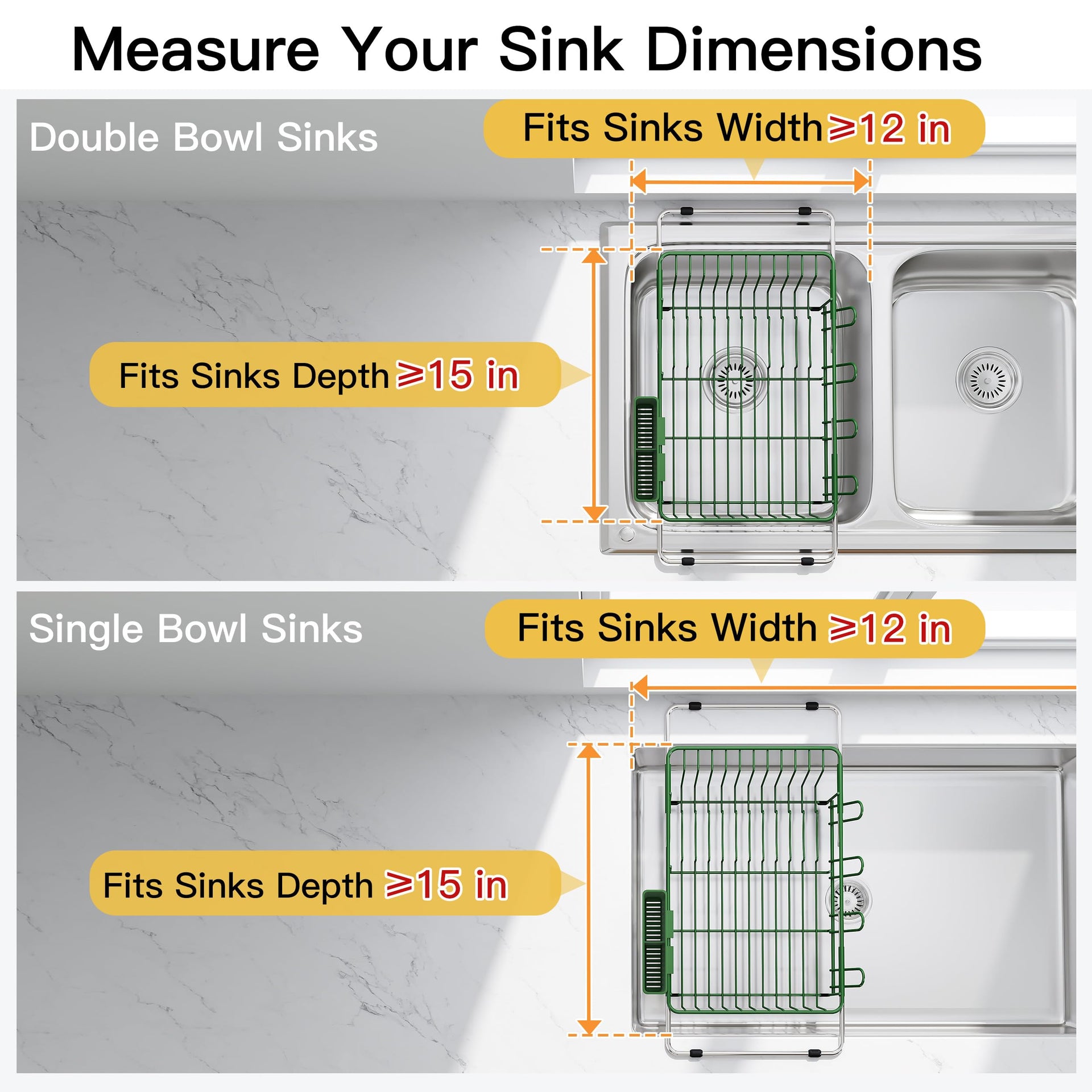 Green Dish Drying Rack in Sink