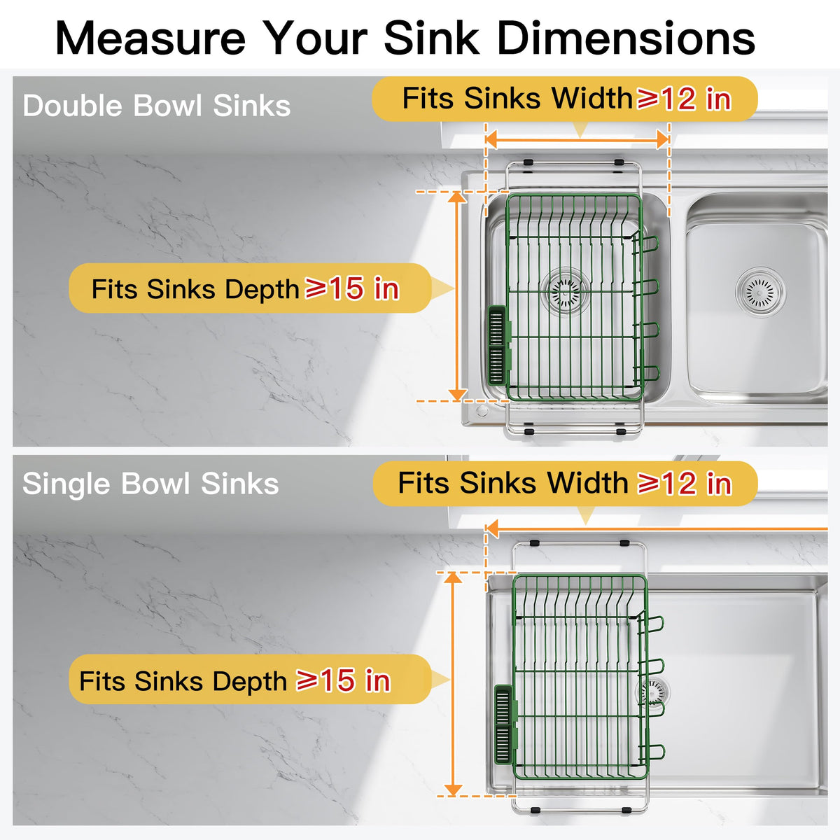 Green Dish Drying Rack in Sink