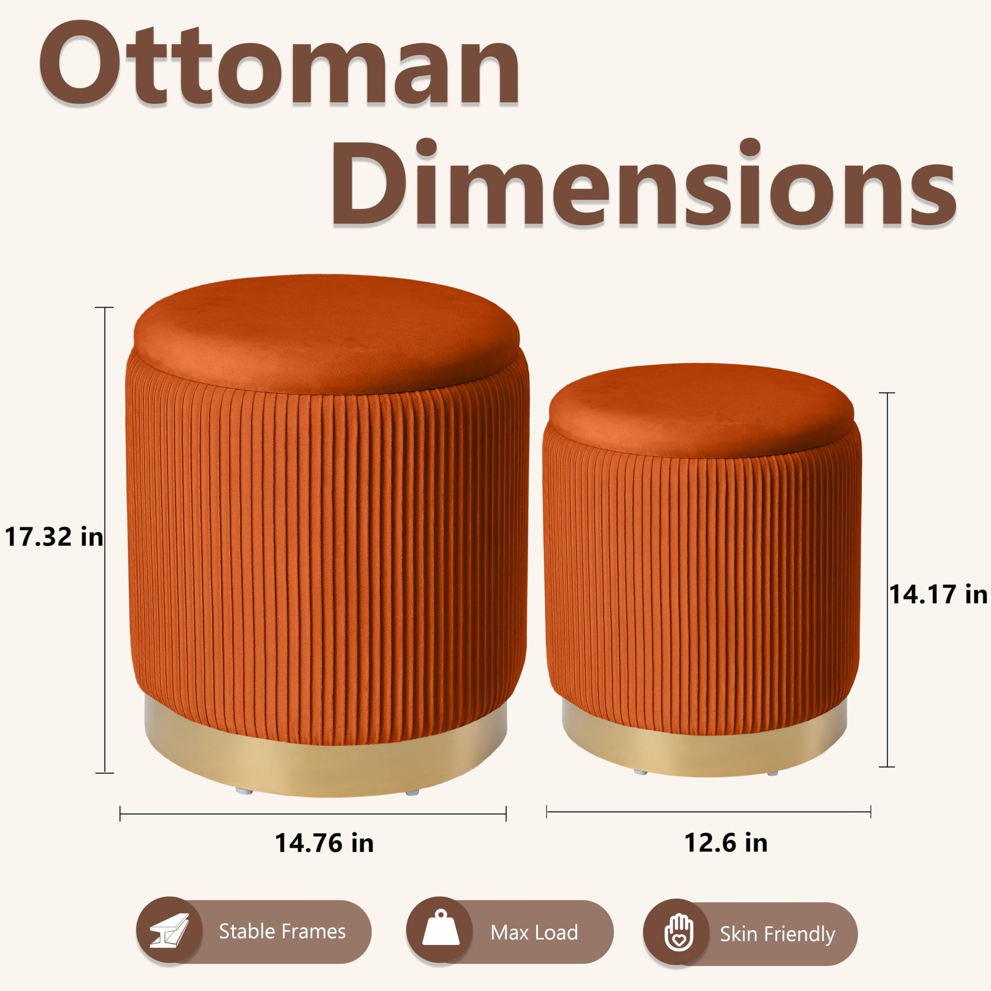 Round Ottoman with Storage Set of 2 (2 Count)
