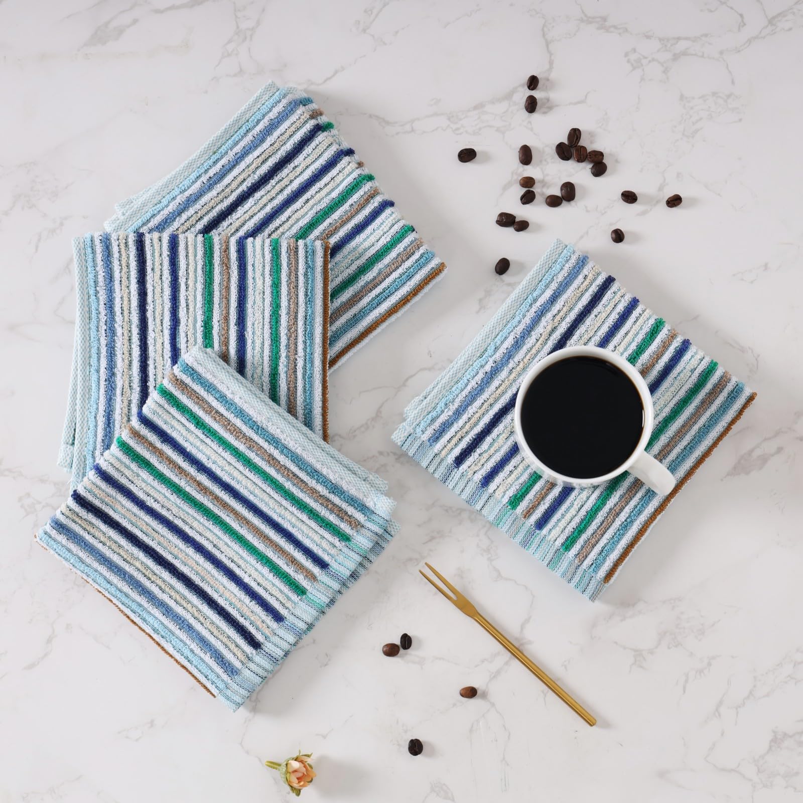 Kitchen Rags Dish Cloths for Washing Wiping Cleaning Towels (8 Count)