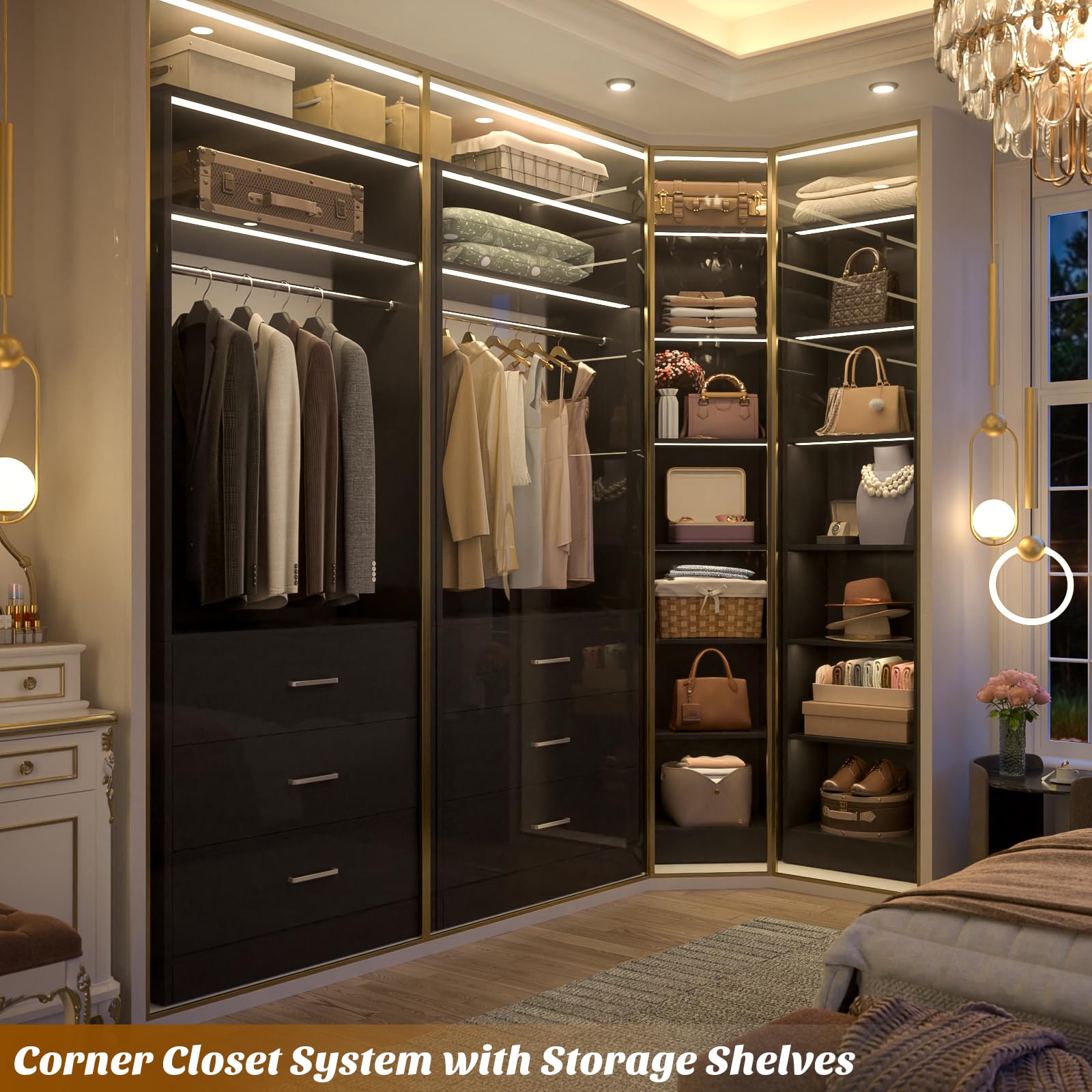 Closet System with 6 Drawers & 10 Shelves