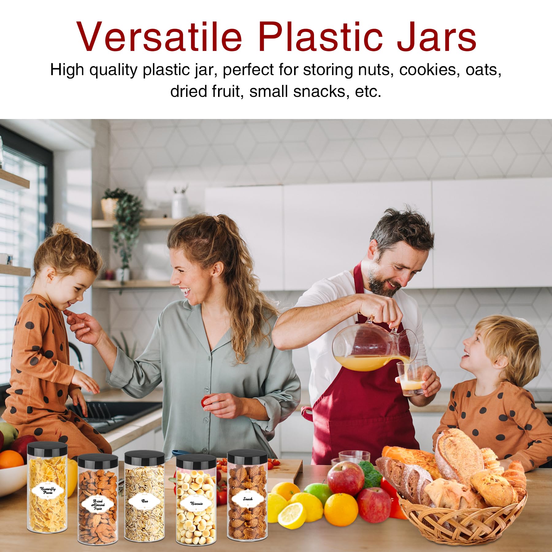 16 OZ Plastic Jars with Lids (24 Count)