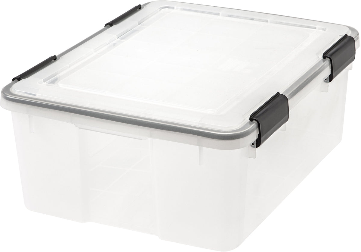 30 Quart WEATHERPRO Plastic Storage Box with Durable Lid and Seal and Secure Latching Buckles