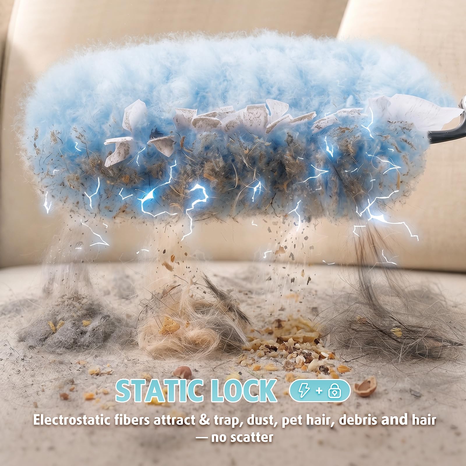 30 Count Duster Kit Refills with 3 ft Extendable Handle for Swiffer