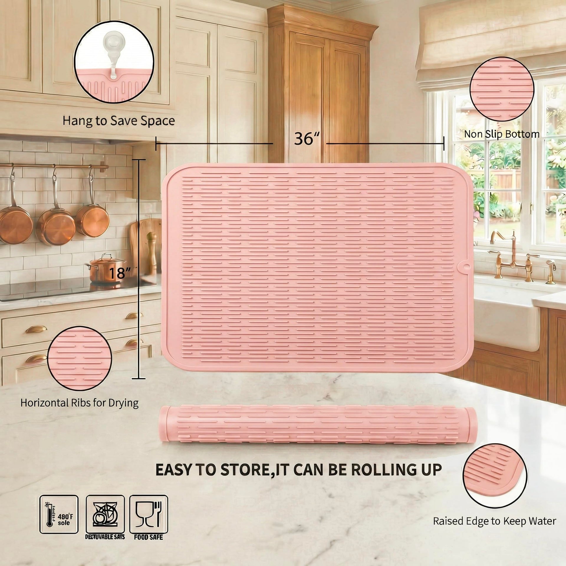 Silicone Dish Drying Mat for Multiple Usage