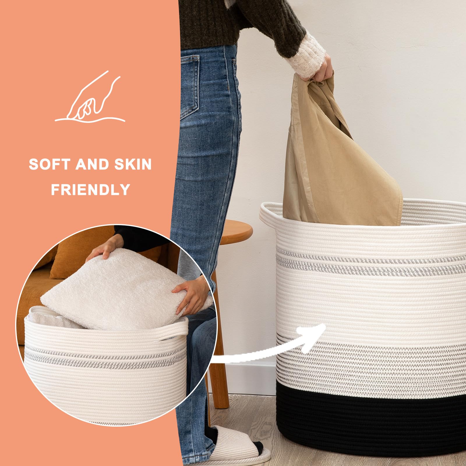 80L Laundry Basket Laundry Hamper Nursery Hamper Gradient Dark