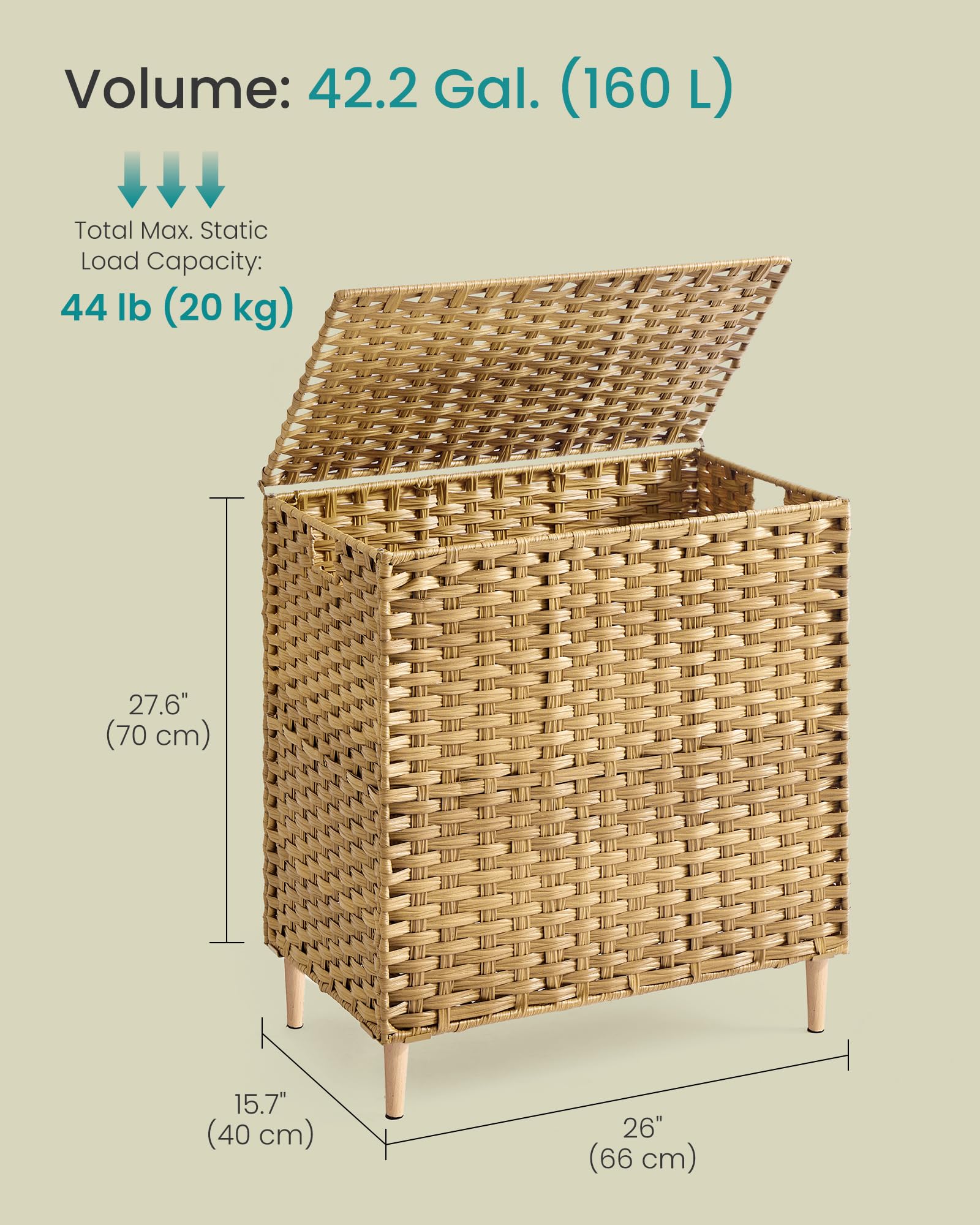 3 Section Laundry Hamper with Lid
