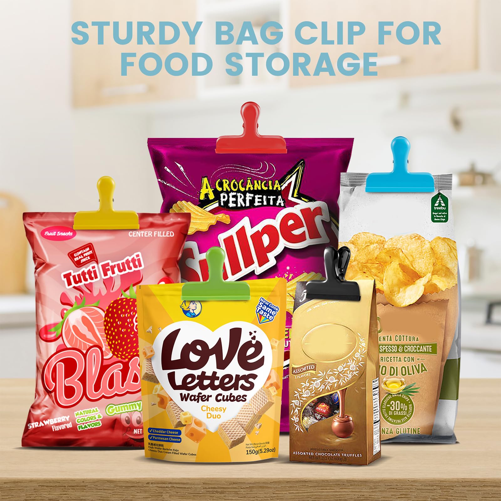 8 Pack Stainless Steel Chip Bag Clips Covered with Silicone (8 Count)