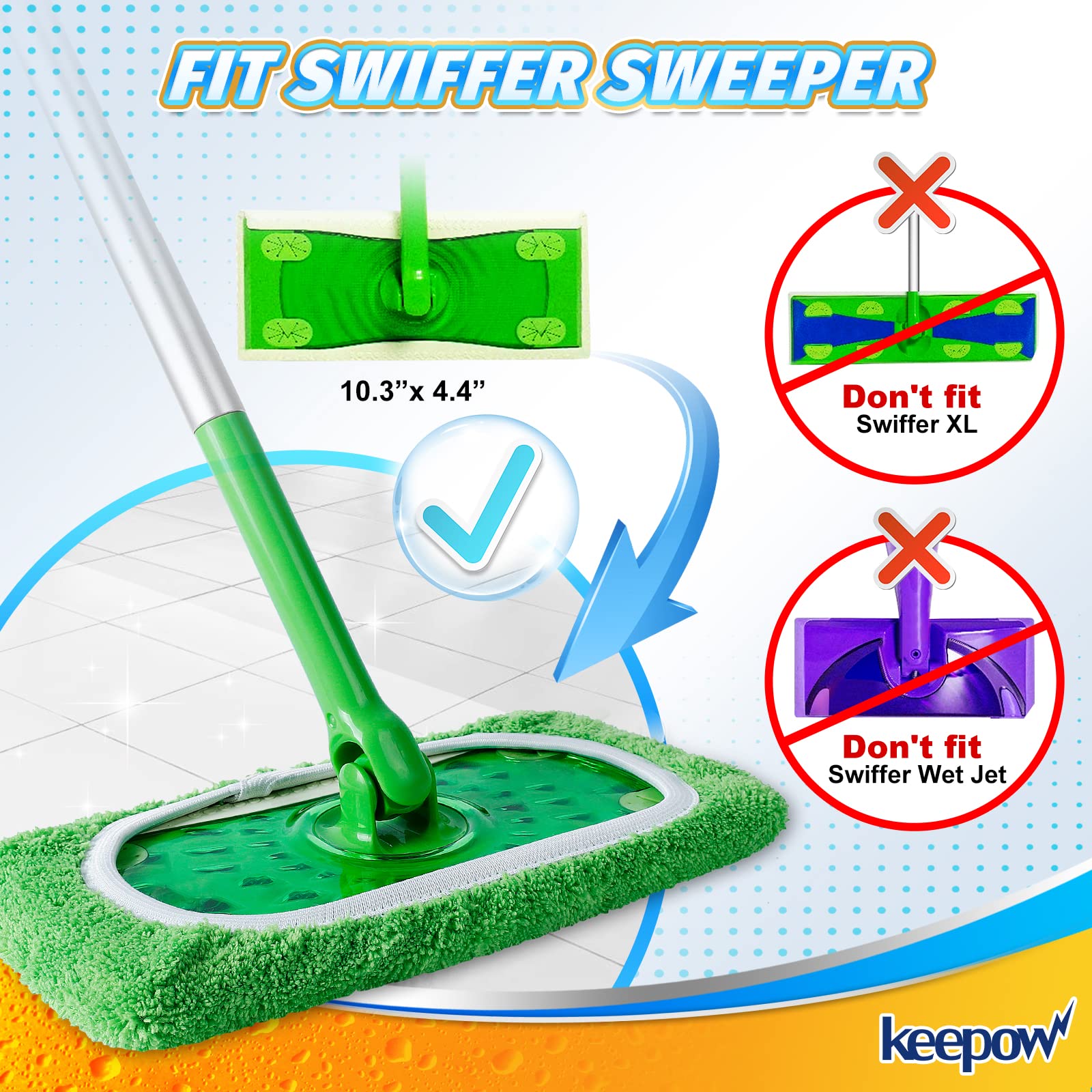 Reusable Wet Pads Compatible with Swiffer Sweeper Mop (16 Count)
