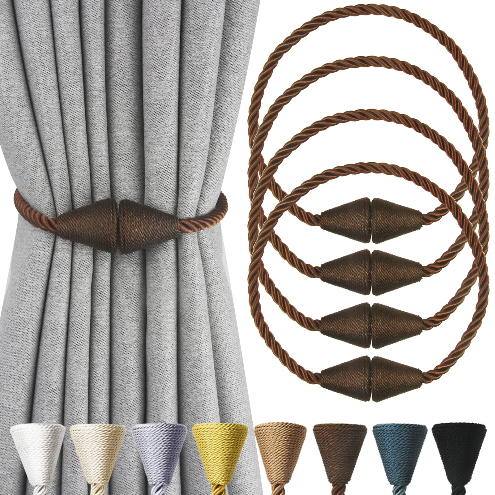 Magnetic Curtain Tiebacks Rope Decorative Holdbacks for Drapes Nieffeiy
