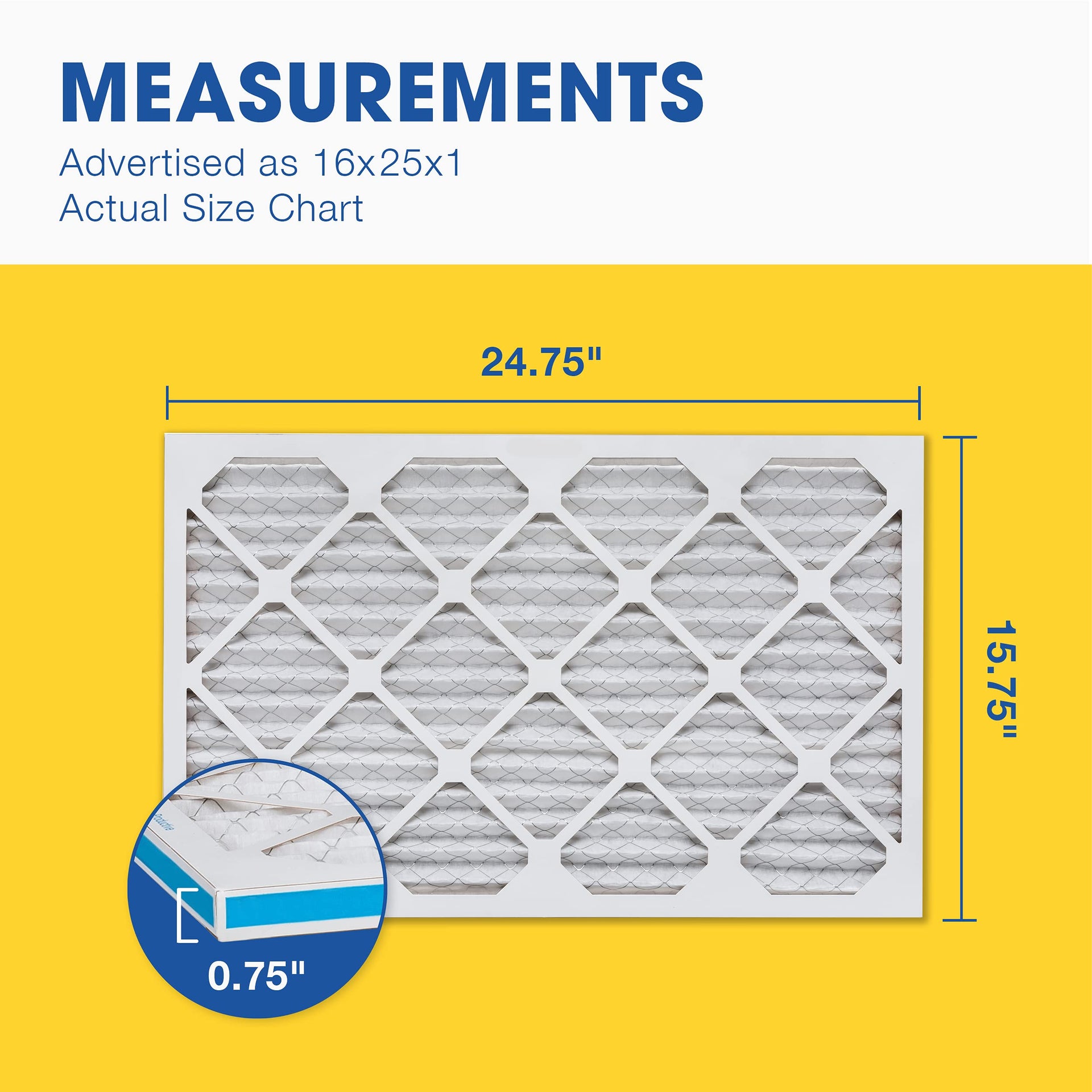 Air Filter 16x25x1 MERV 8 AC Filter (4 Count)